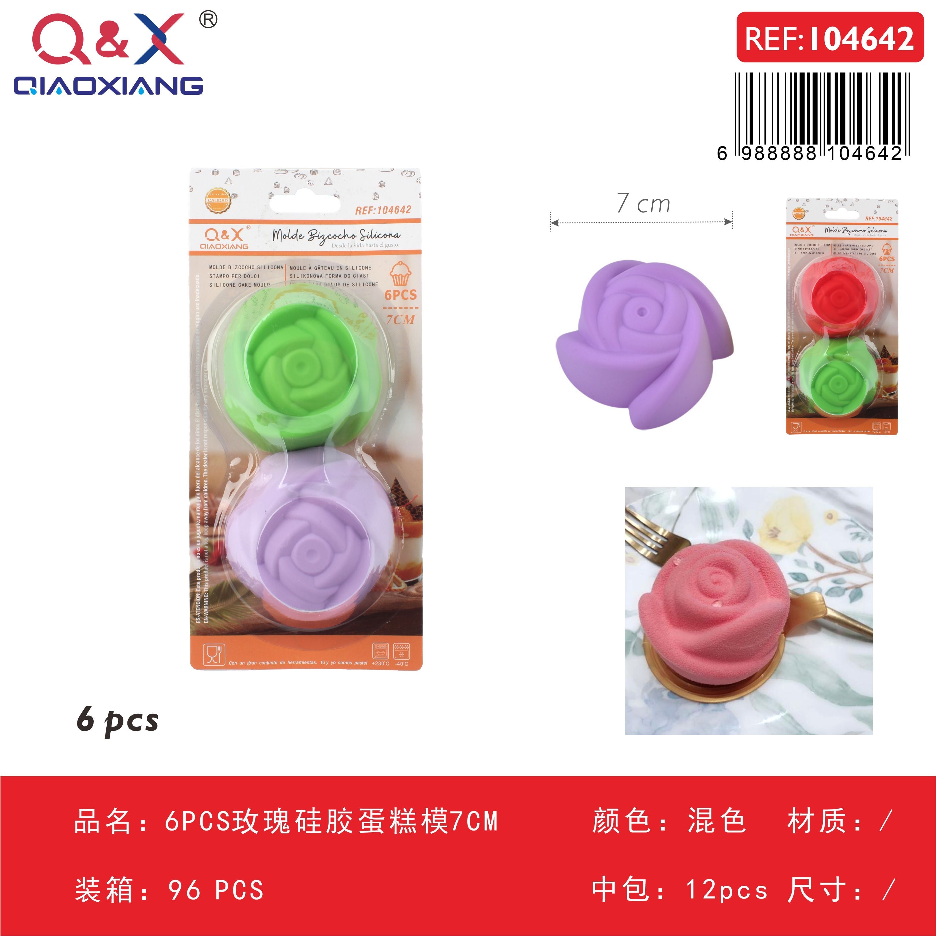 Moldes de Silicona para Pasteles Forma de Rosa 6 Piezas 7cm