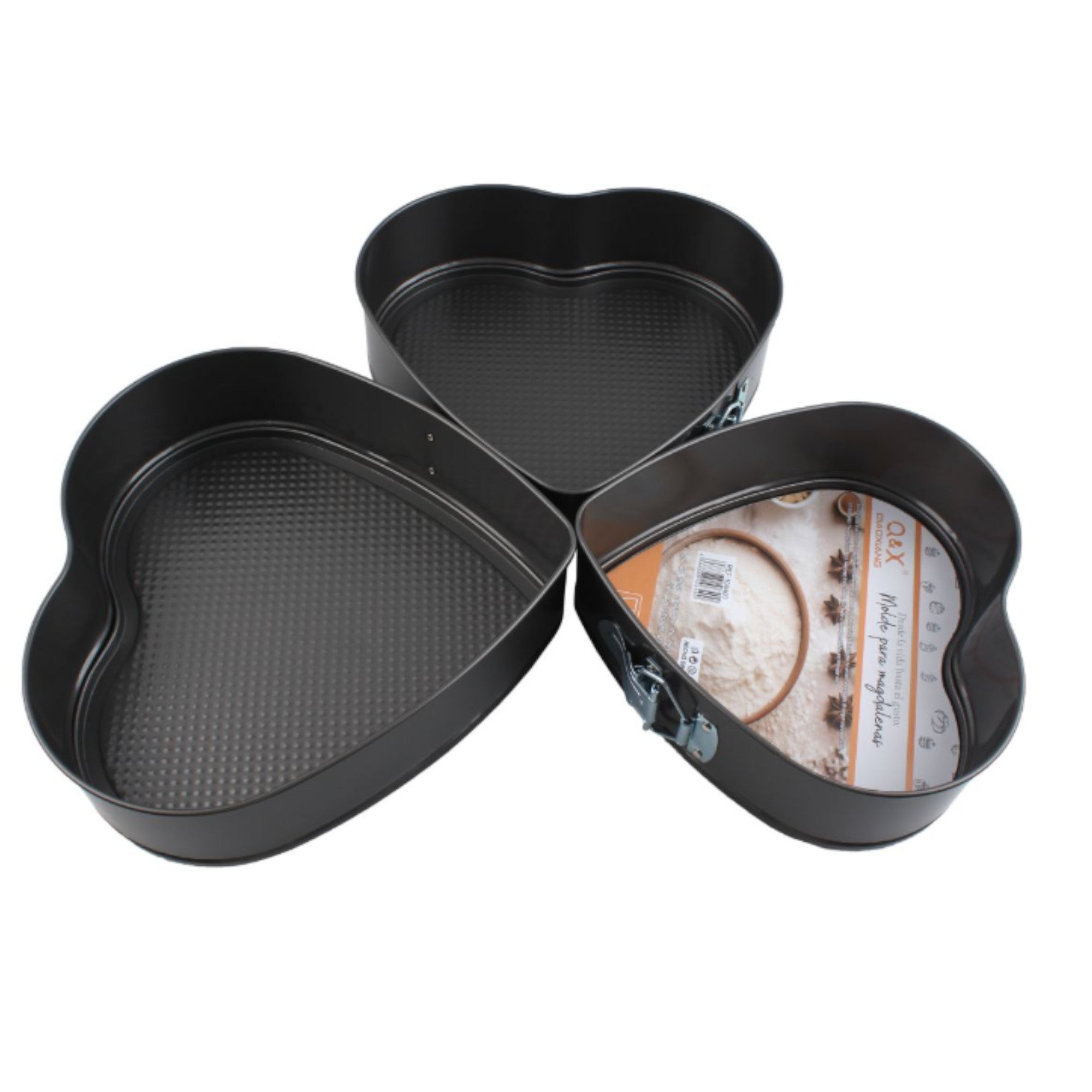 Set 3 moldes pastel corazón 24 / 26 / 28 cm