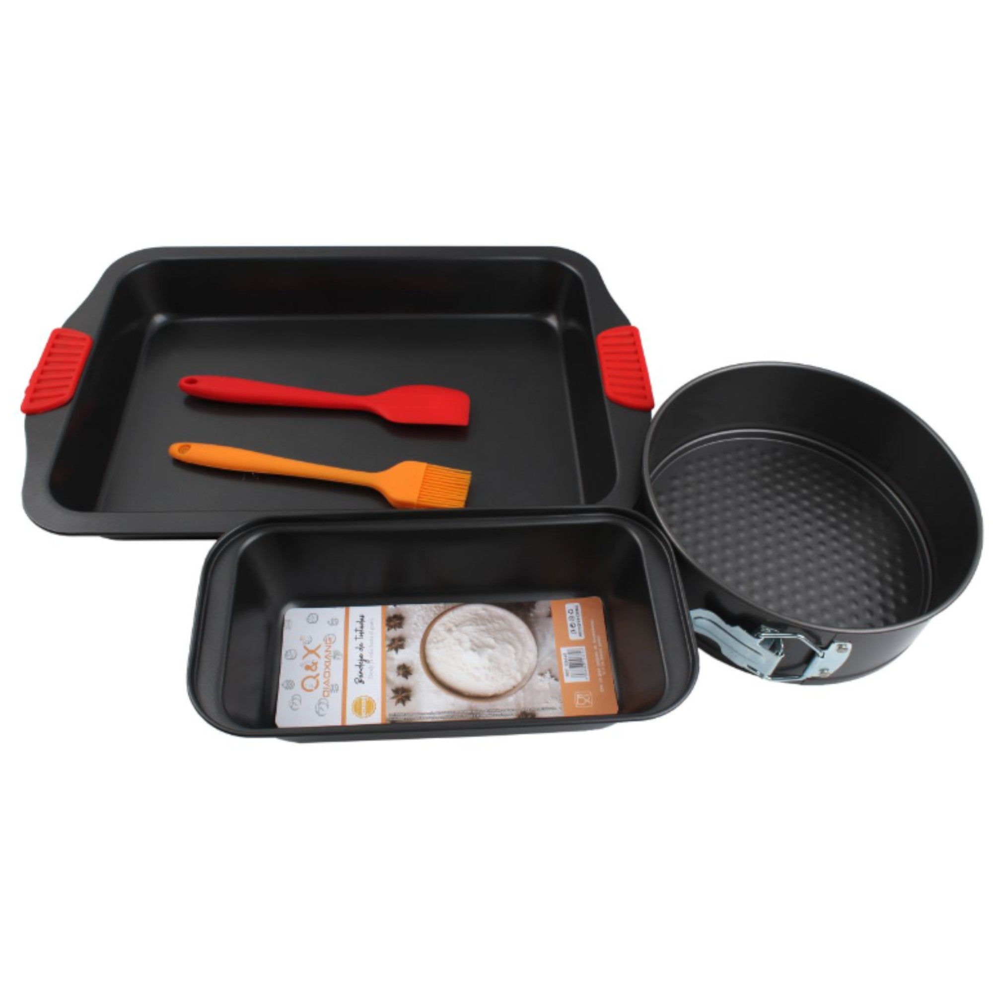 Set de Moldes para Pasteles N13 Redondo Rectangular Espátula y Brocha