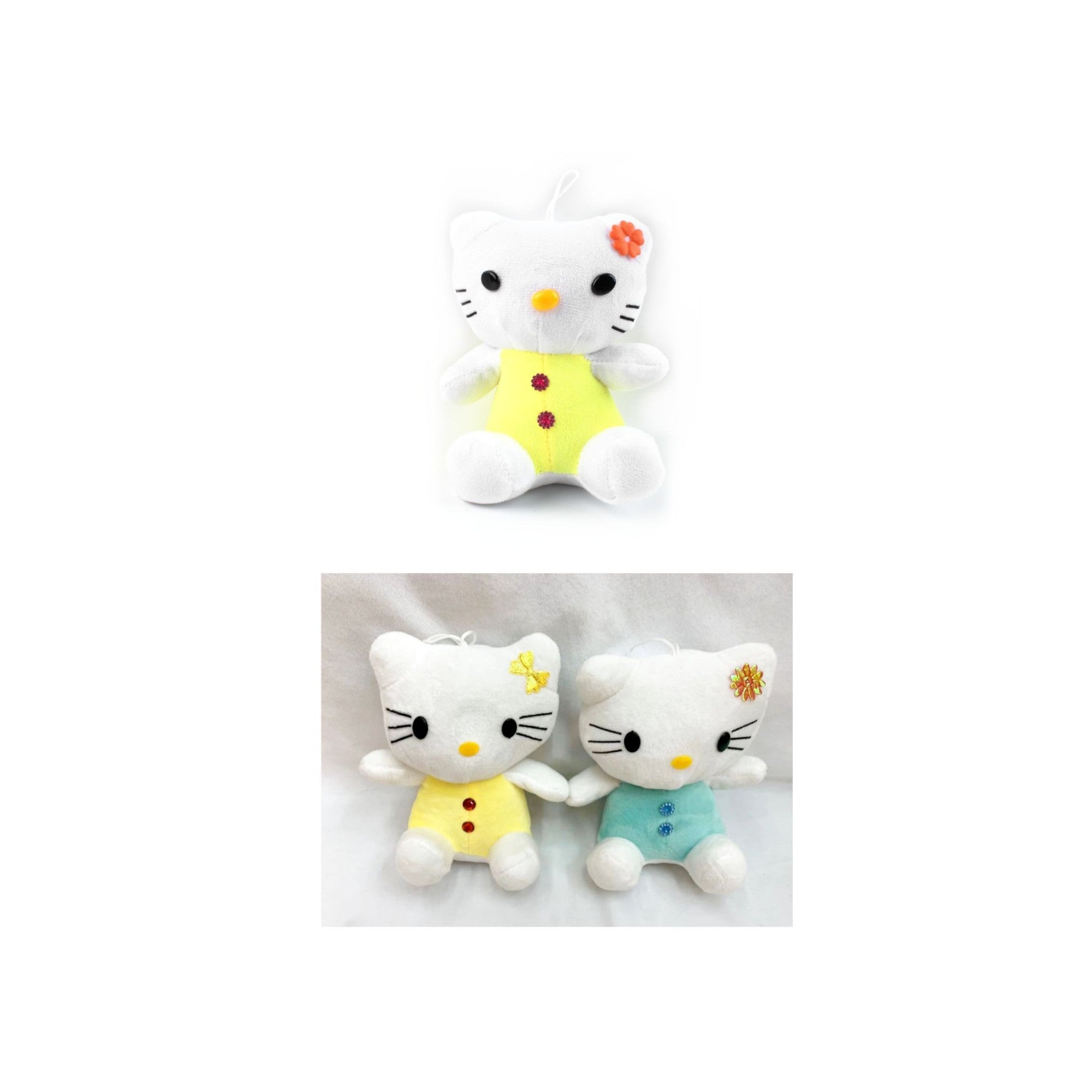 Peluche de Gato con Flor y Vestido - 17 cm