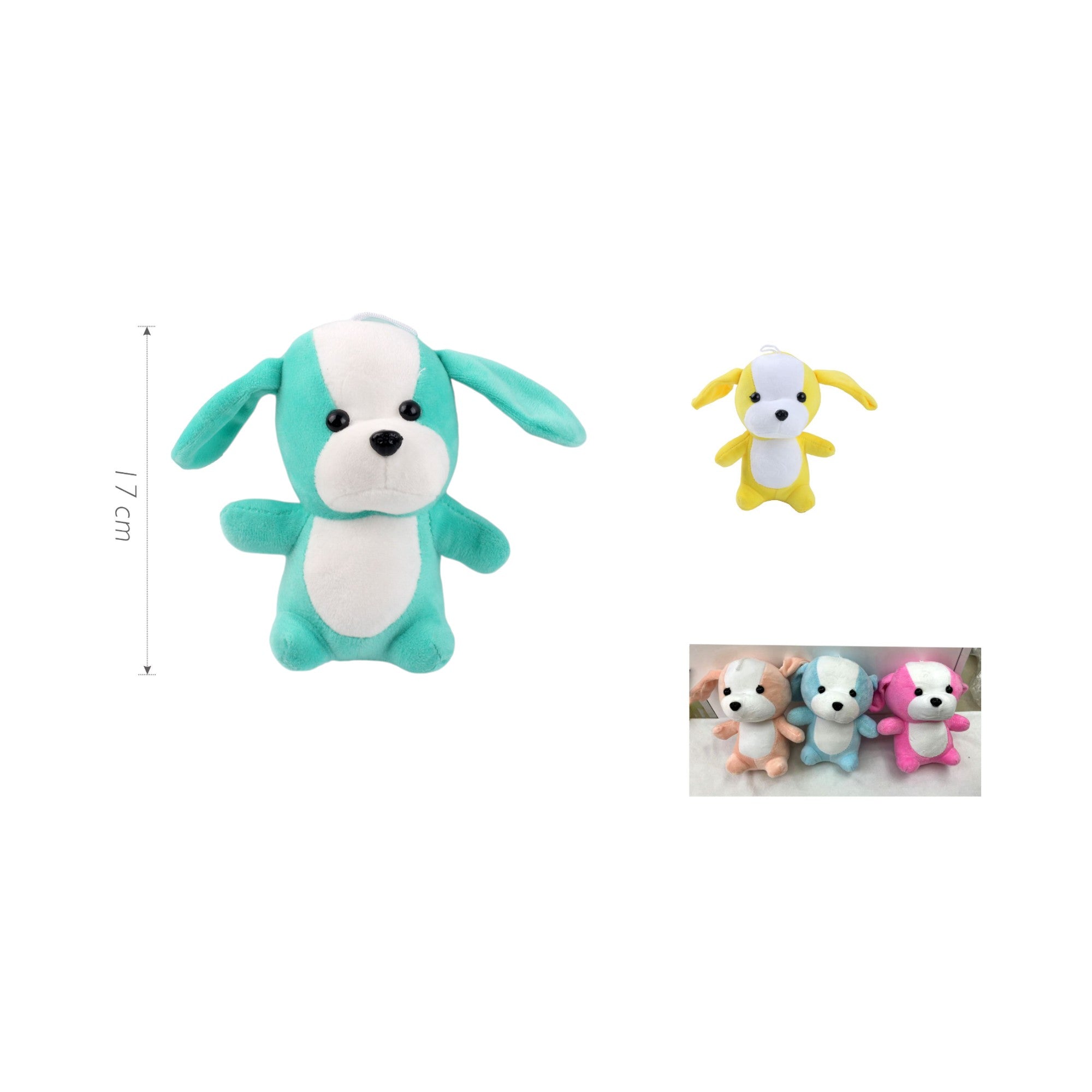 Peluche Perrito Azul Verdoso de Felpa 17 cm