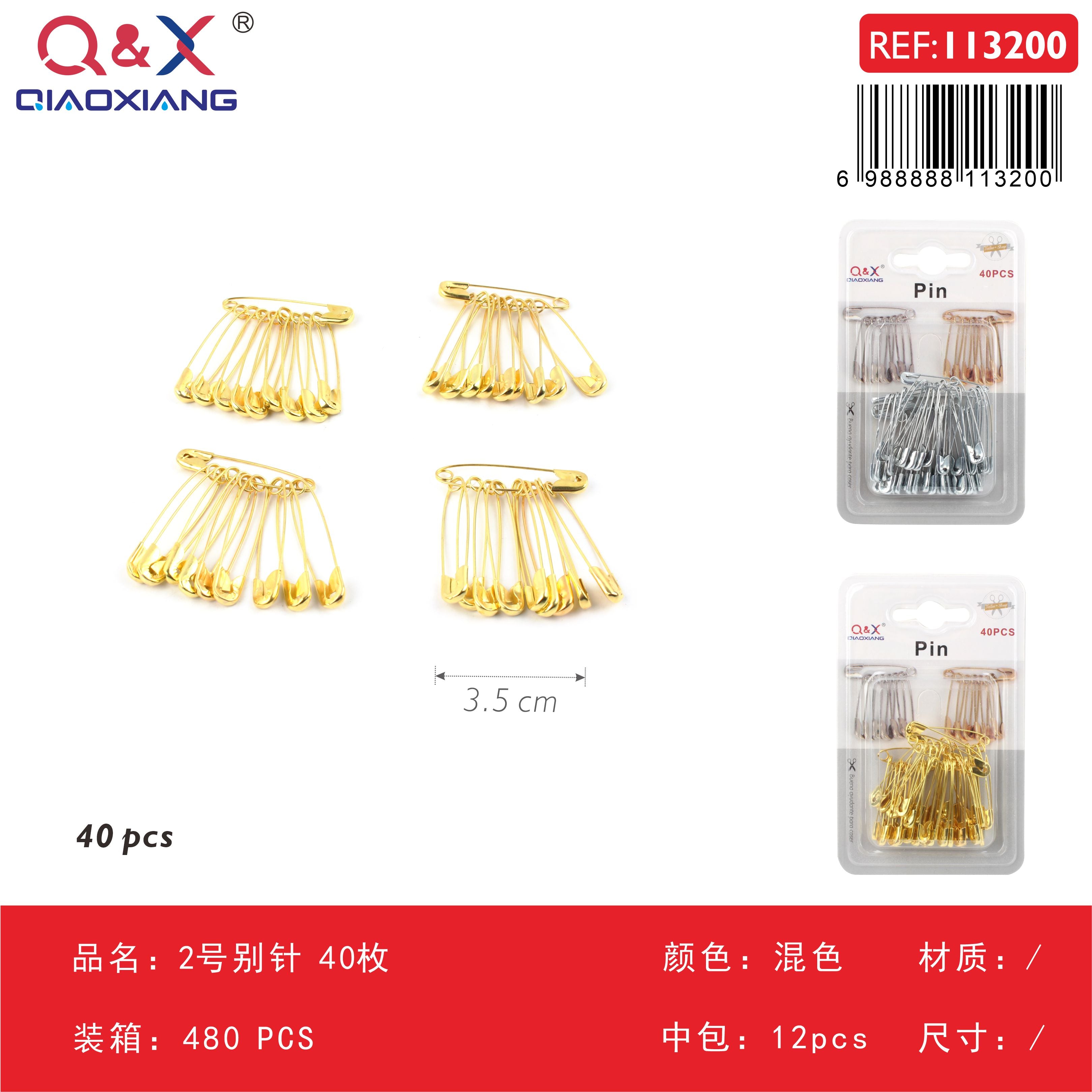 Pack x 12 Alfiler No.2 40pcs dorado/plateado surtido