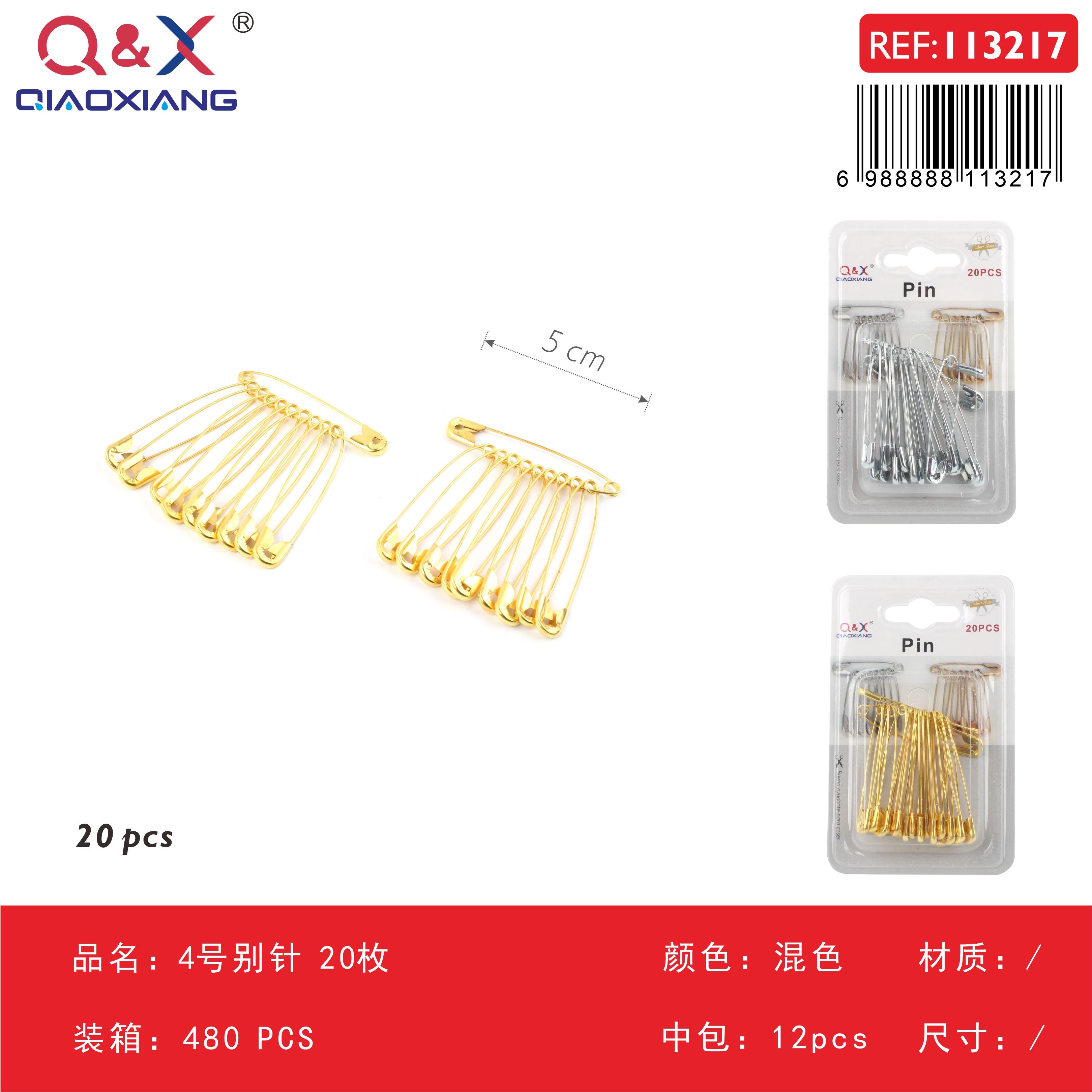 Pack x 12 Alfiler No.4 20pcs dorado/plateado surtido