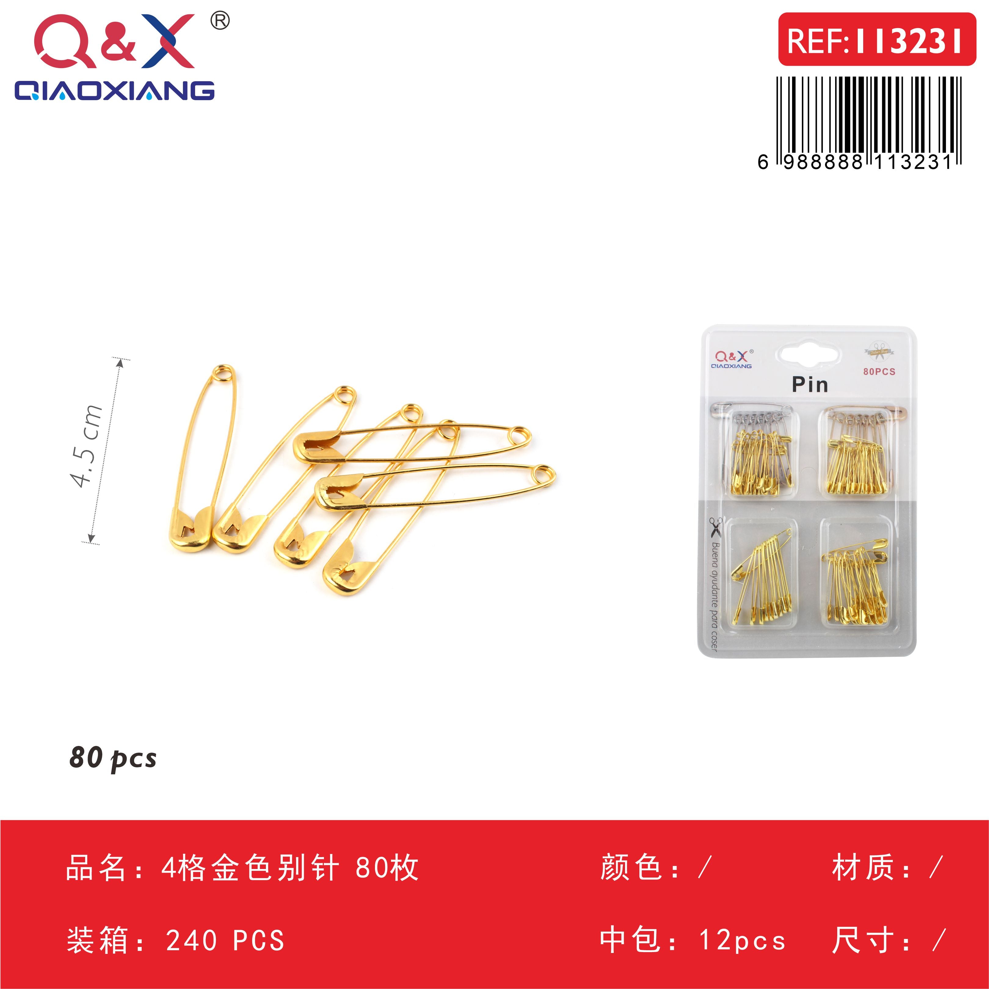 Pack x 12 Alfiler dorado 4 compartimentos 80pcs
