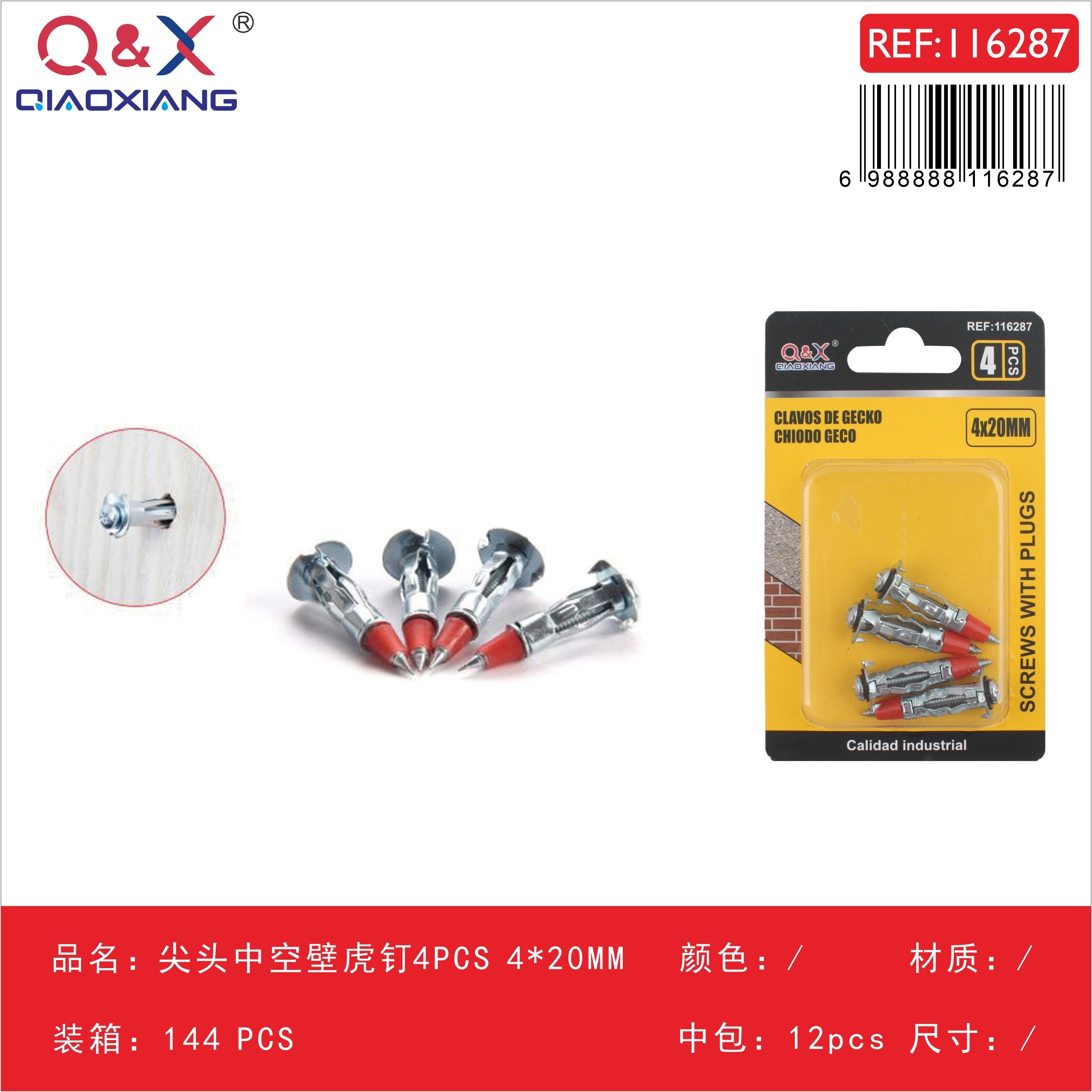 Anclaje hueco punta afilada 4×20 mm 4 pcs