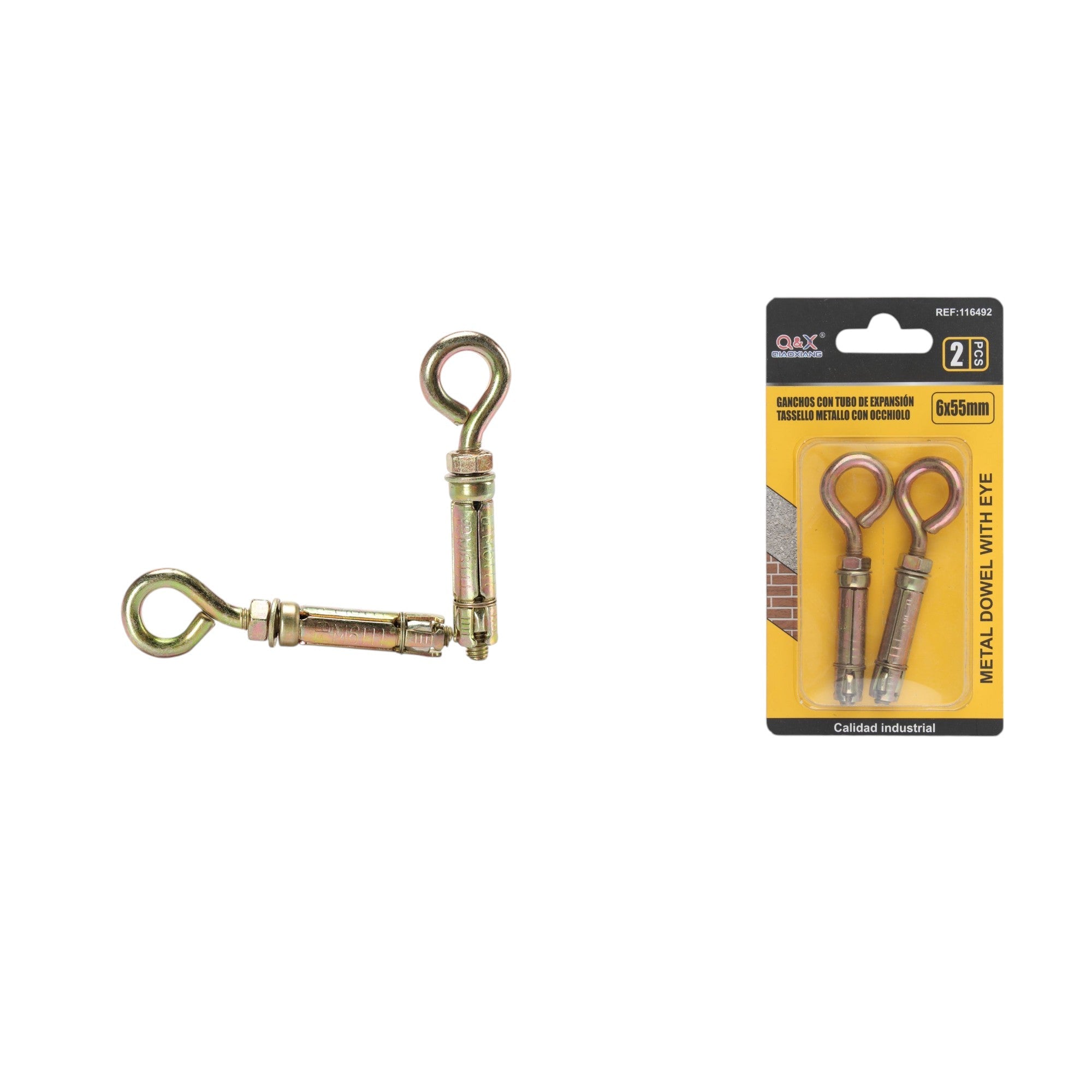 Anclaje metálico con ojo 6×55 mm 2 pcs