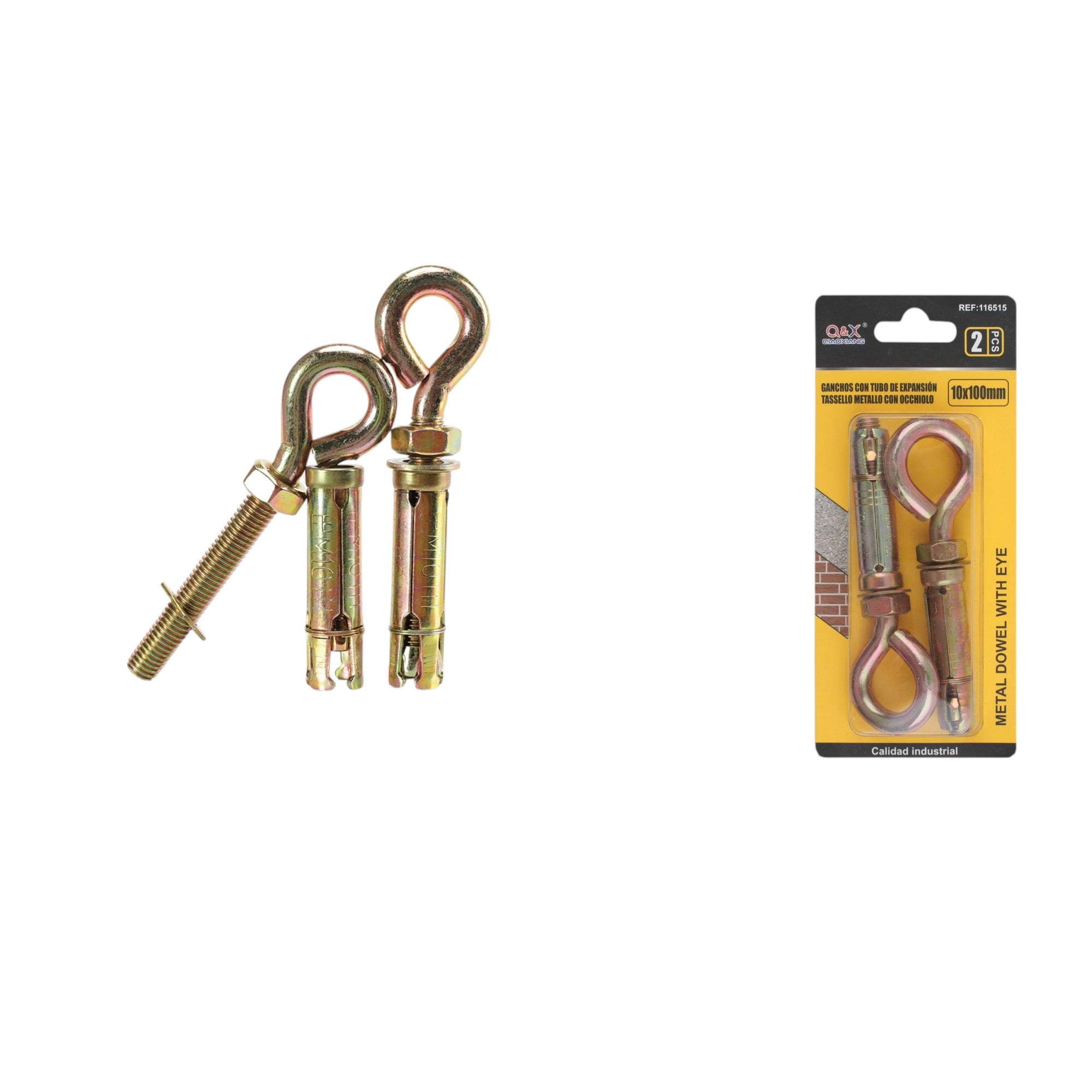 Anclaje metálico con ojo 10×100 mm 2 pcs