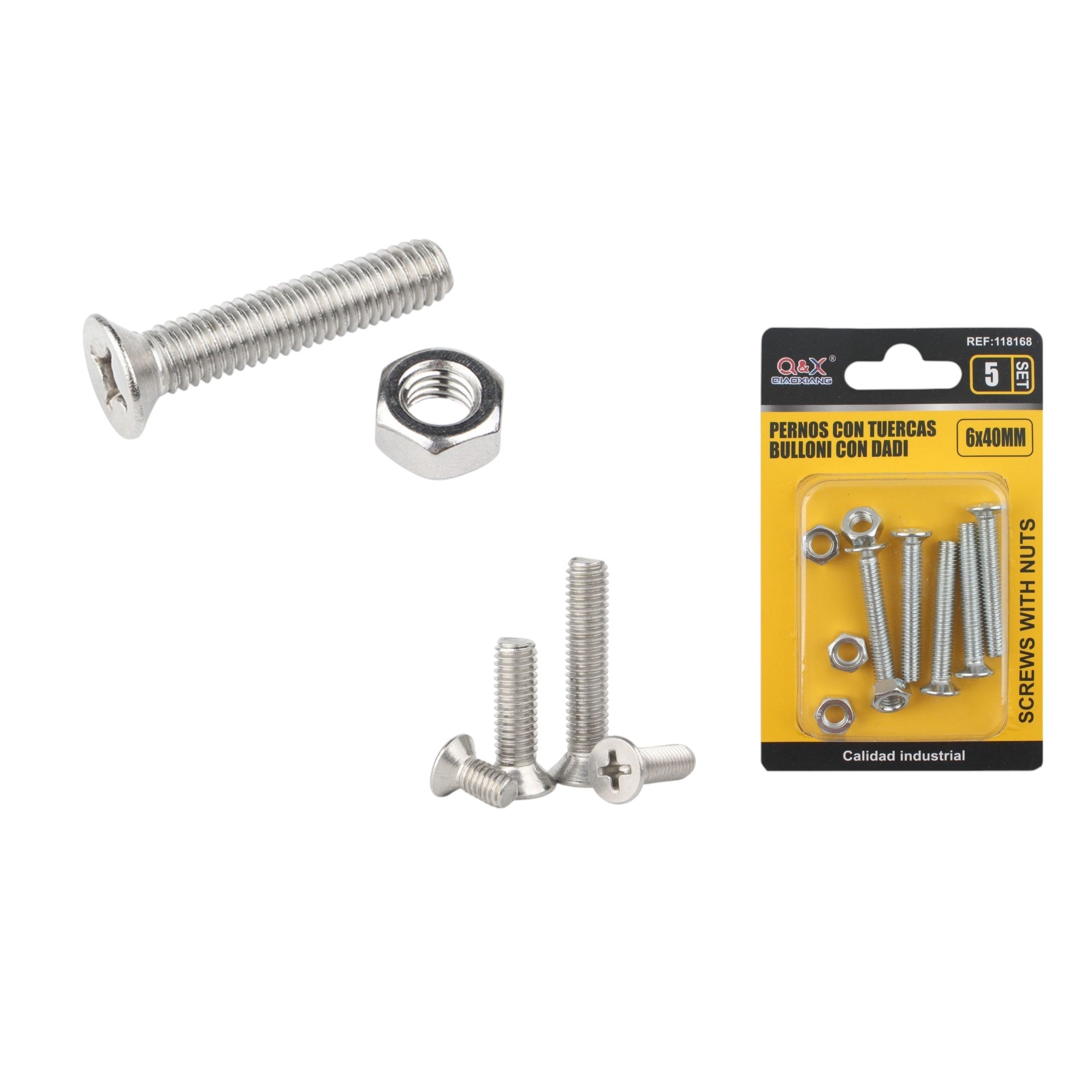 Tornillo avellanado cruz con tuerca 6×40 mm 5 set