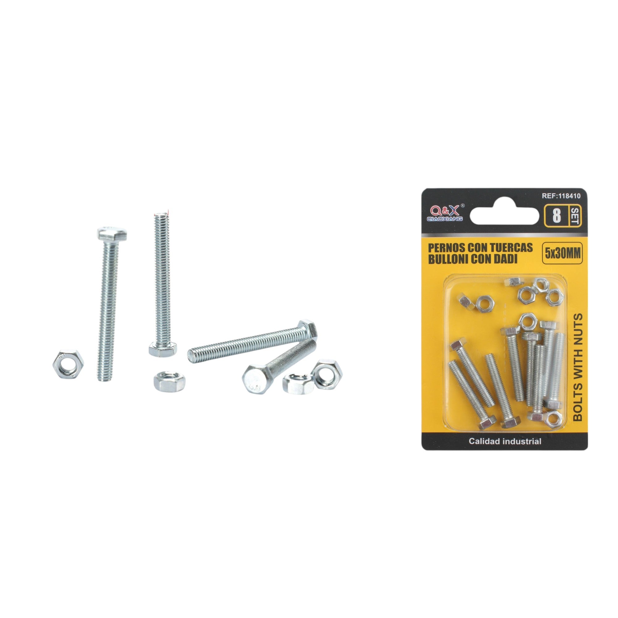 Tornillo hexagonal con tuerca 5×30 mm 8 set