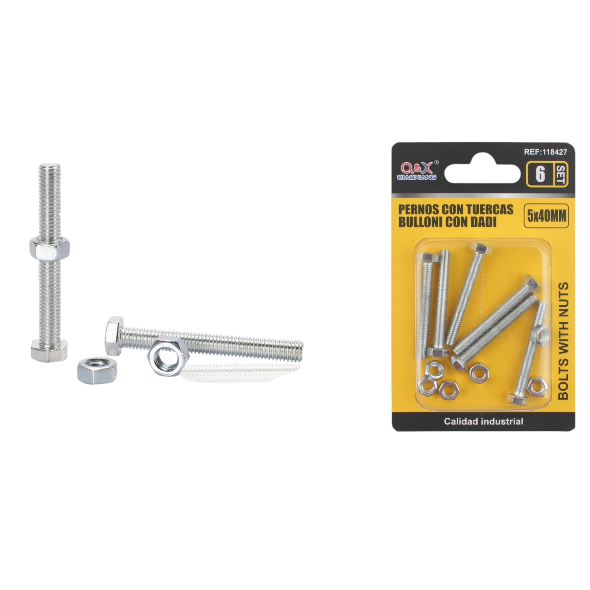 Tornillo hexagonal con tuerca 5×40 mm 6 set