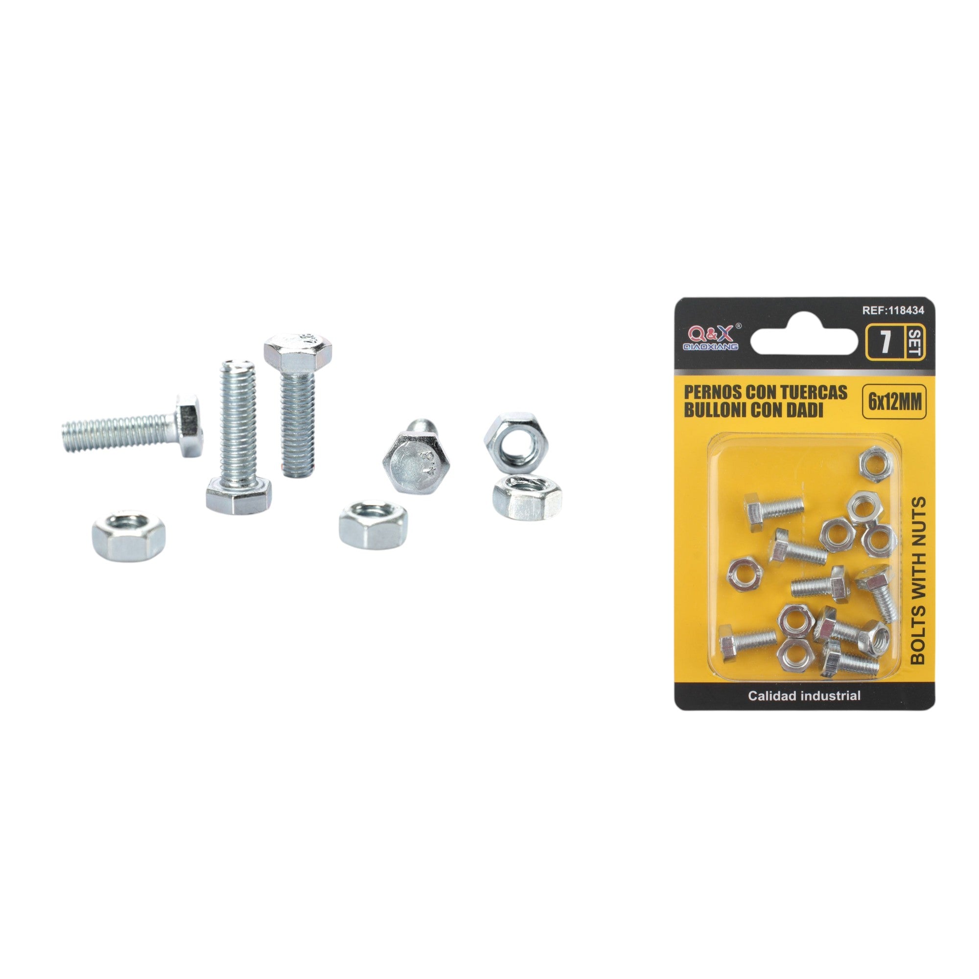 Tornillo hexagonal con tuerca 6×12 mm 7 set