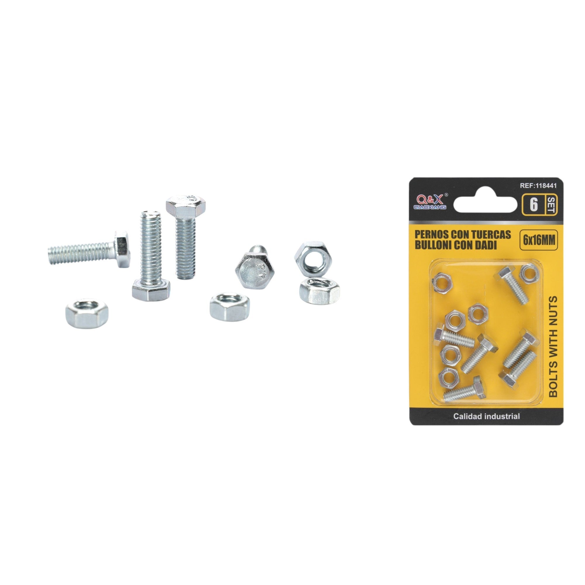 Tornillo hexagonal con tuerca 6×16 mm 6 set