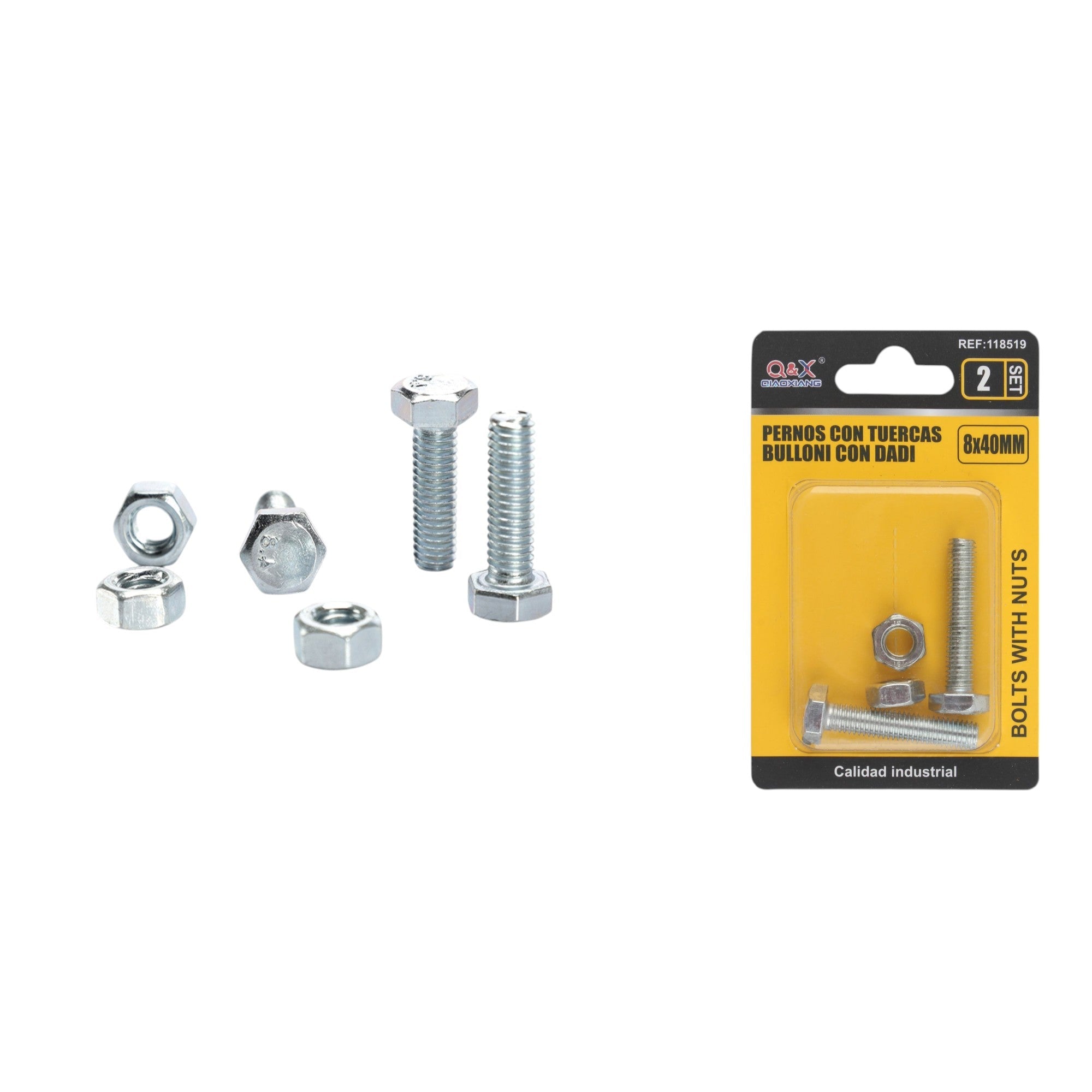 Tornillo hexagonal con tuerca 8×40 mm 2 set