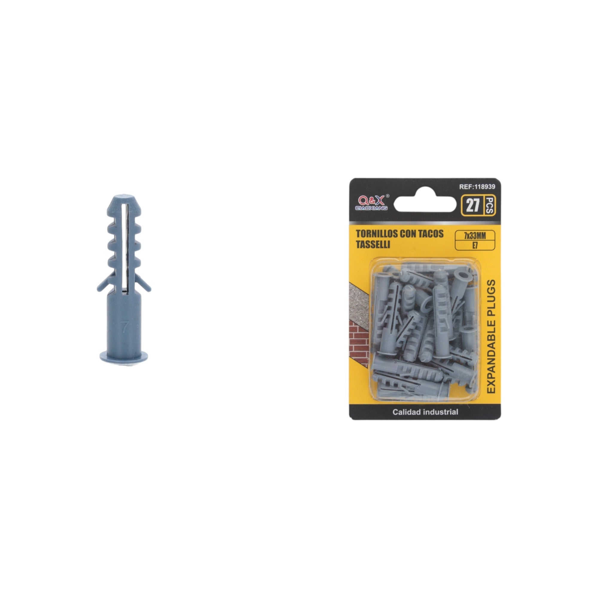 Tarugo plástico 7×33 mm diámetro 7 mm 27 pcs