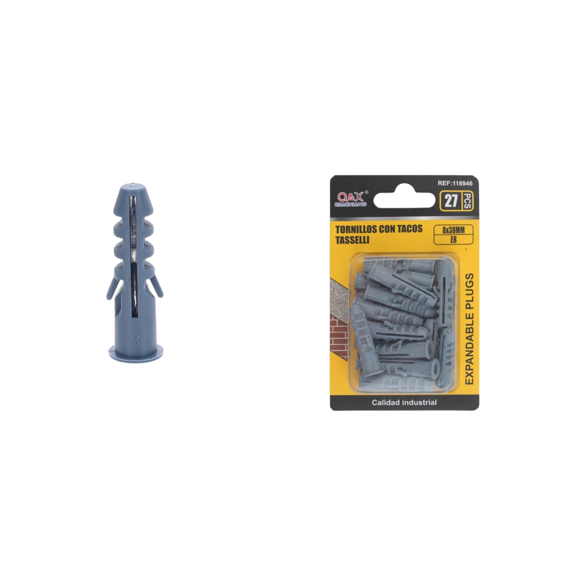 Tarugo plástico 8×38 mm diámetro 8 mm 27 pcs