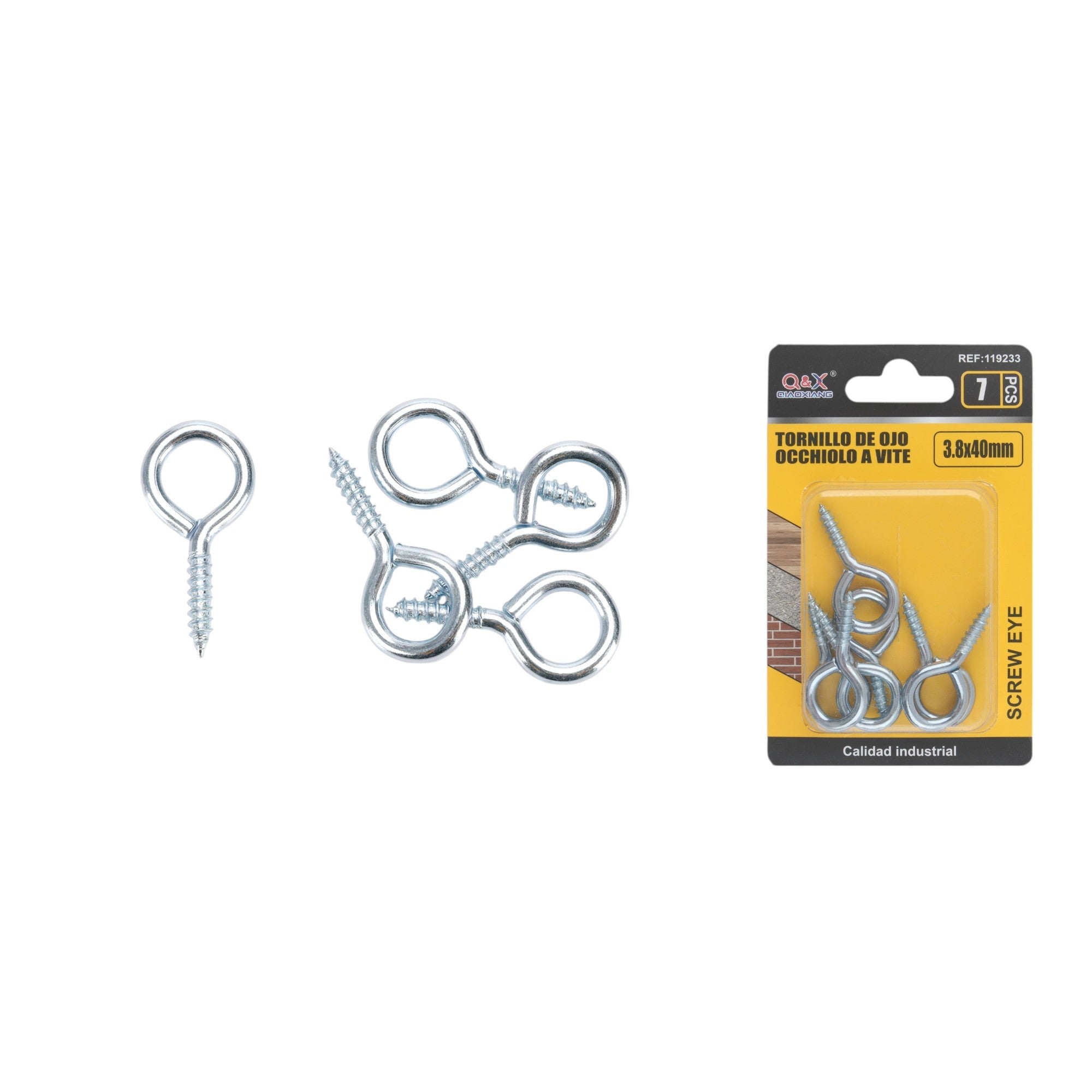 Tornillo ojo galvanizado 10# 3.8x40 mm 7 pcs