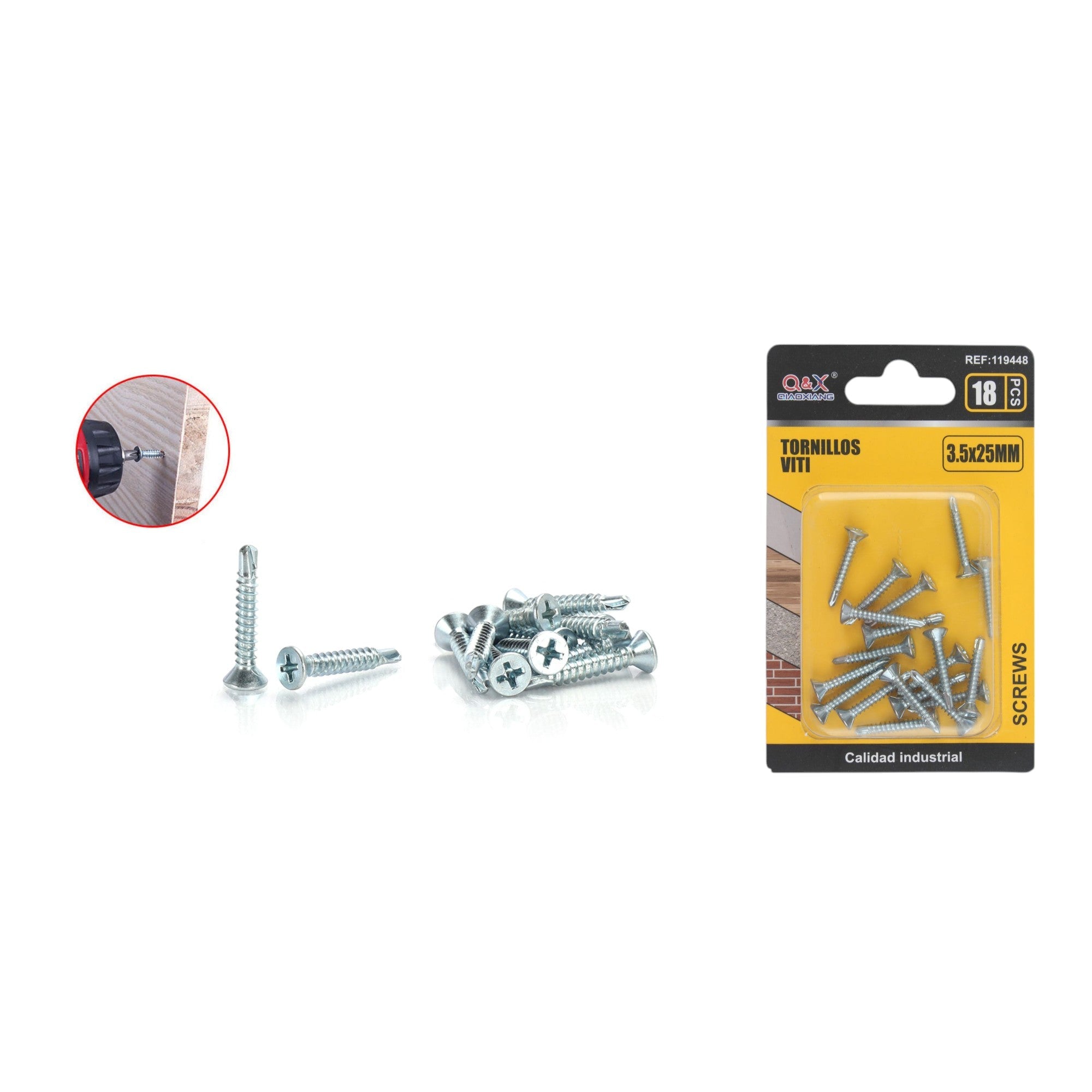 Tornillo autoperforante cabeza avellanada 3.5x25 mm 18 pcs
