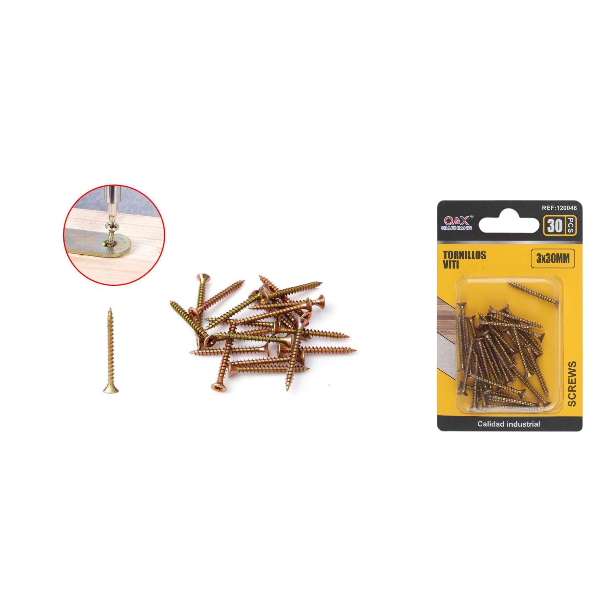 Clavo para fibra (zinc color) 3*30MM 30PCS