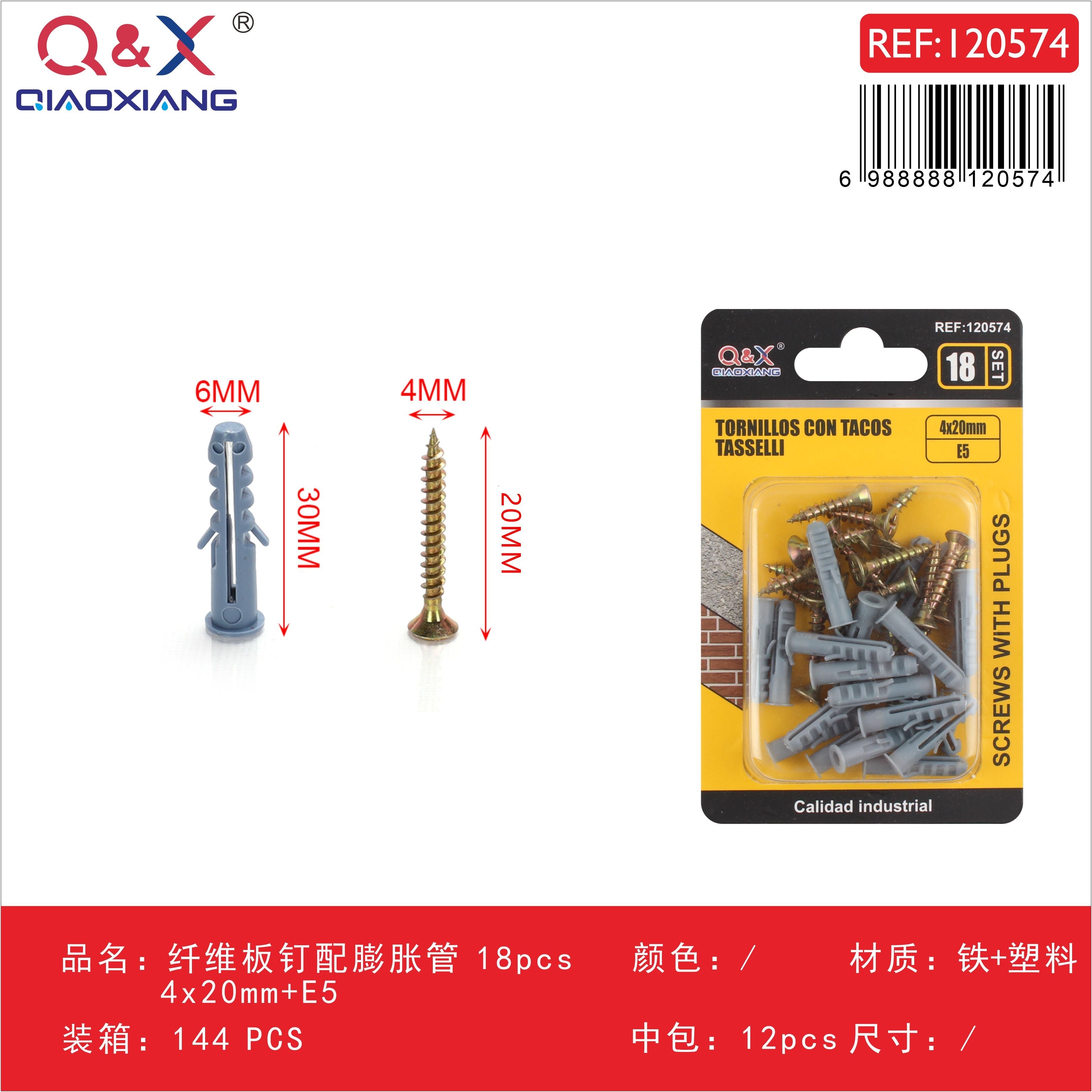 Clavo para fibrocemento con tarugo 4x20 mm + E5 18 pcs