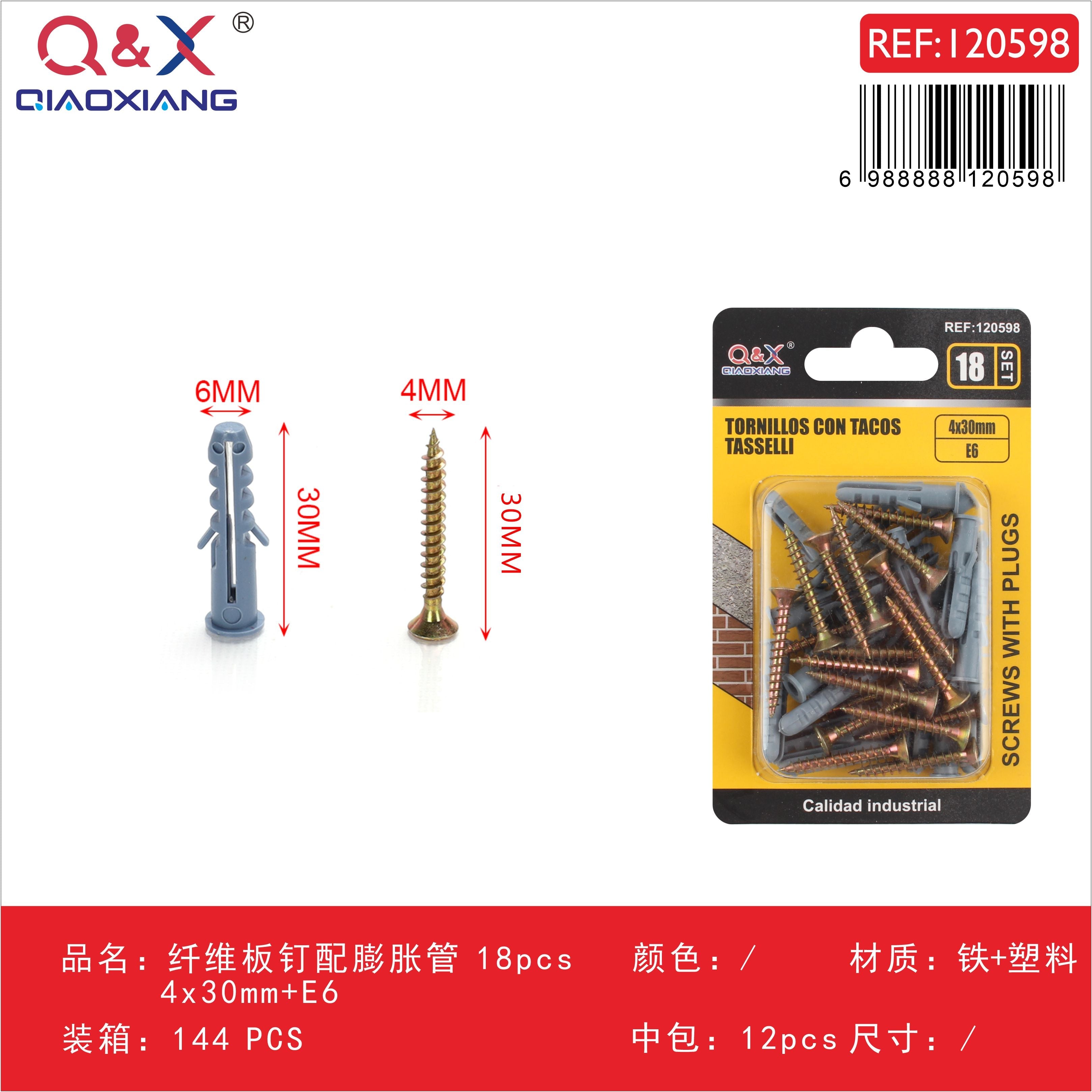 Clavo para fibrocemento con tarugo 4x30 mm + E6 18 pcs