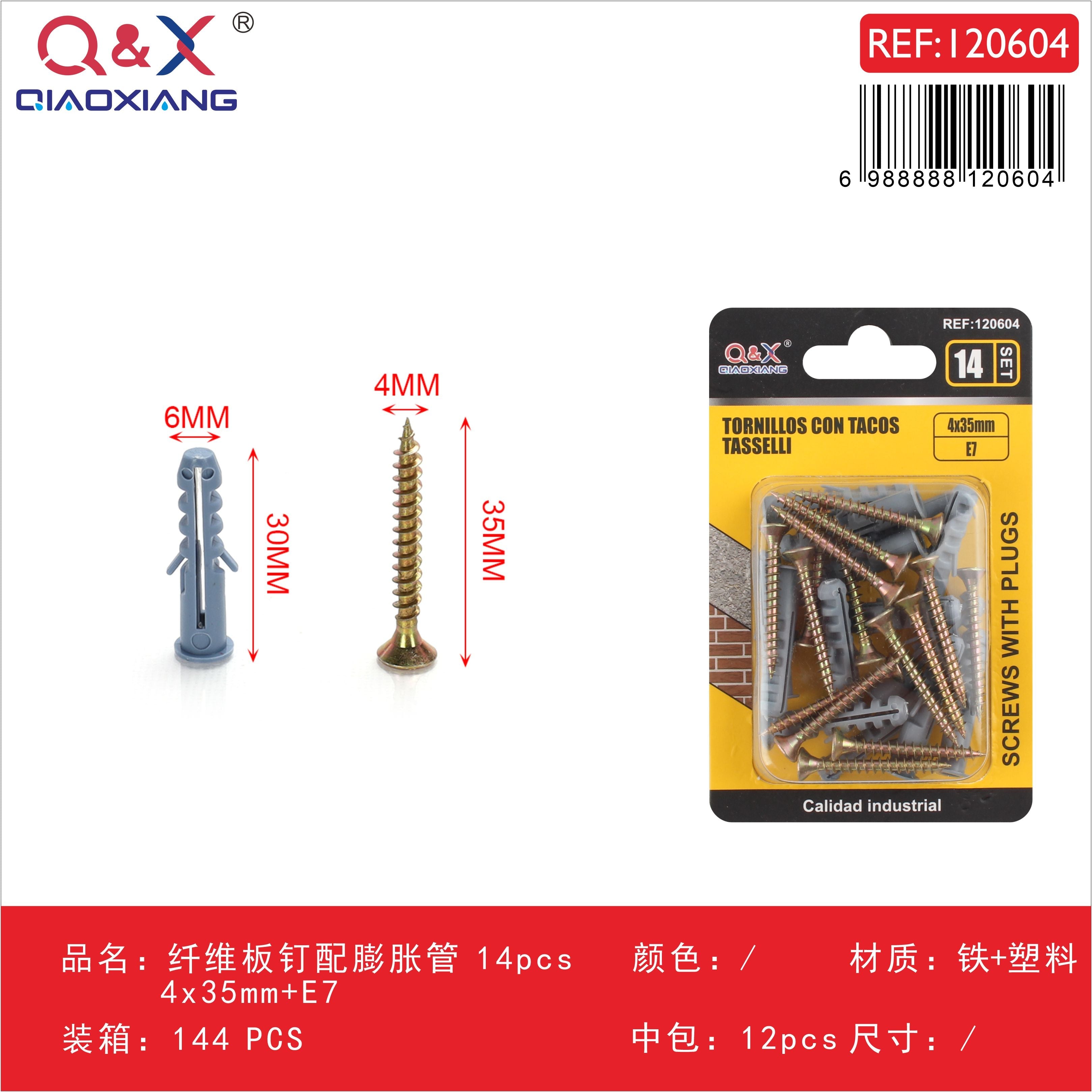 Clavo para fibrocemento con tarugo 4x35 mm + E7 14 pcs