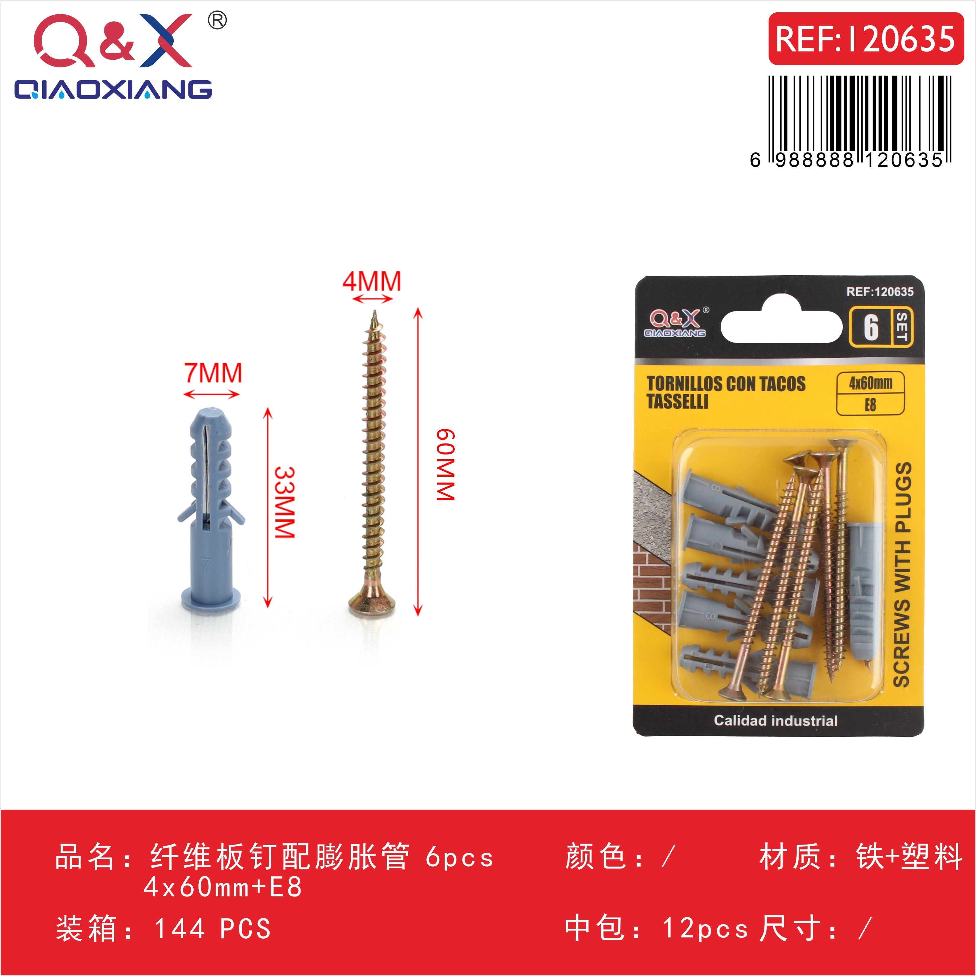 Clavo para fibrocemento con tarugo 4x60 mm + E8 6 pcs