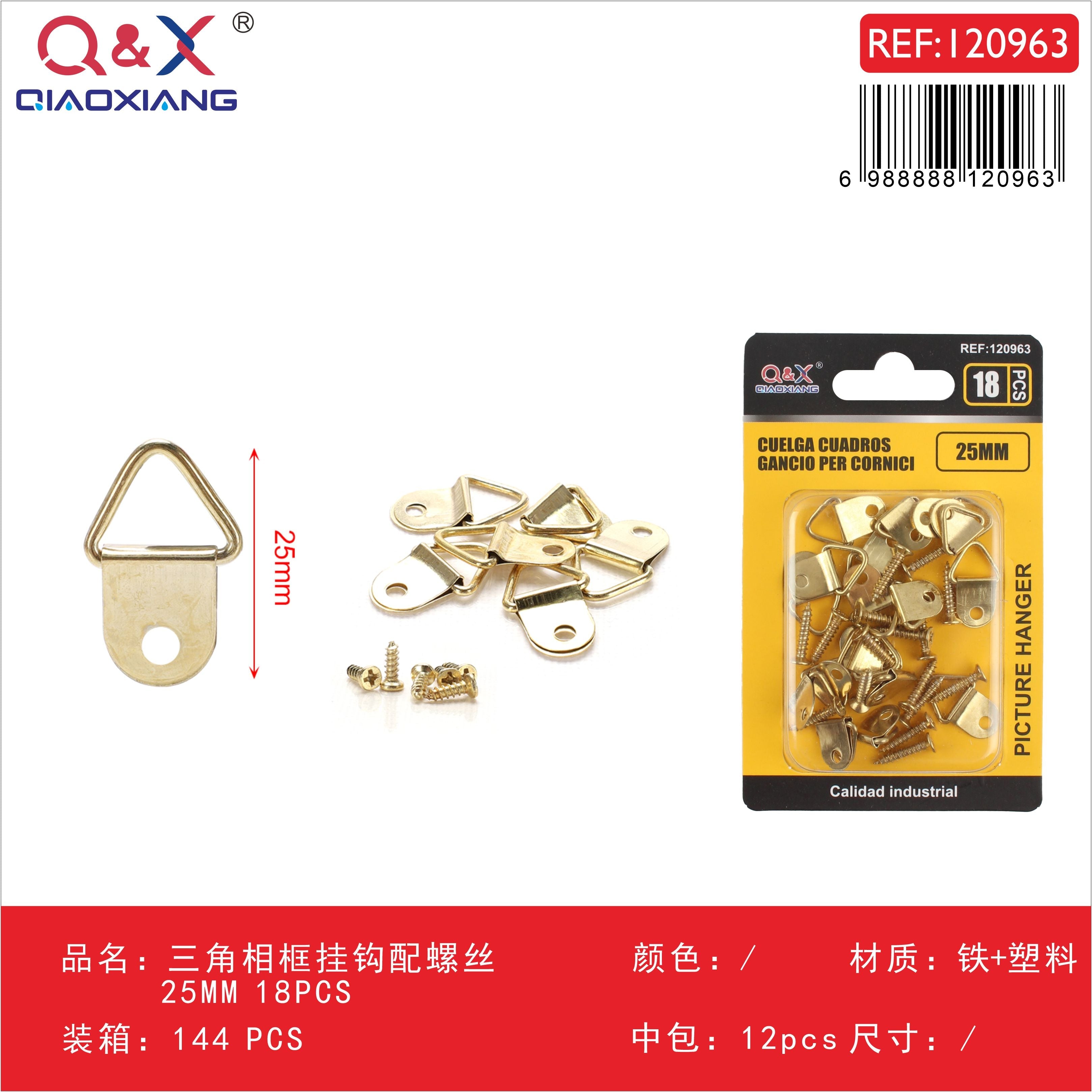 Gancho triangular para marco con tornillos 25 mm 18 pcs