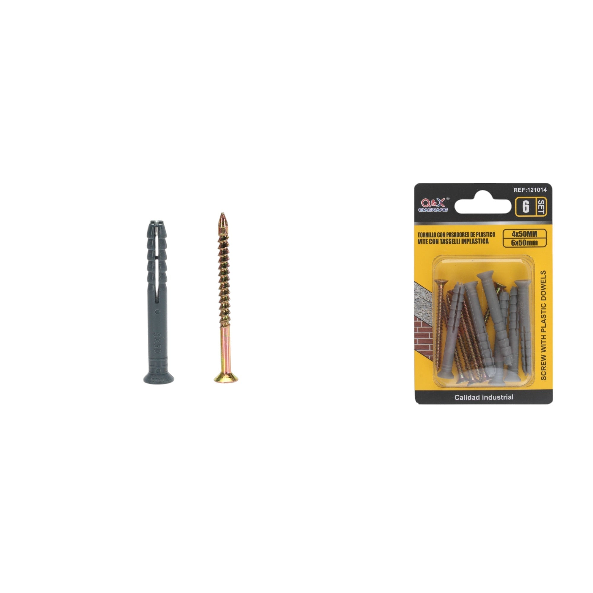 Tarugo de golpe con clavo para fibrocemento 6x50 mm 6 sets