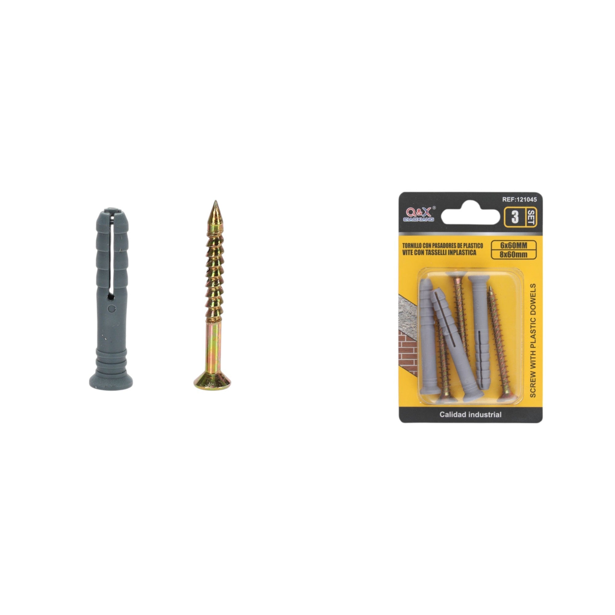 Tarugo de golpe con clavo para fibrocemento 8x60 mm 3 sets