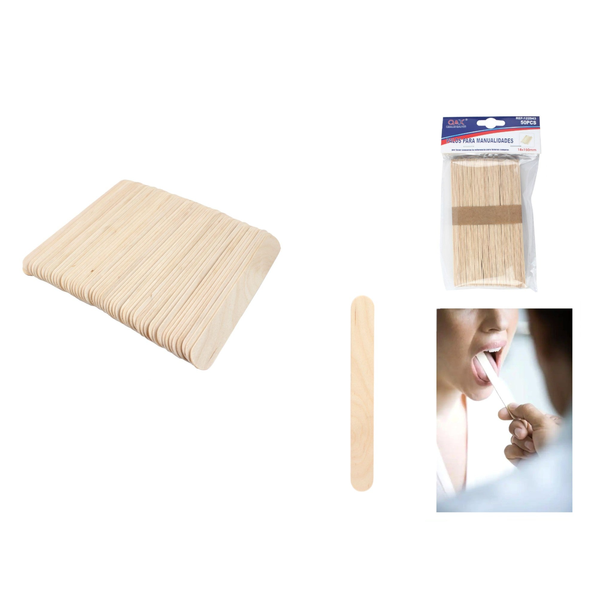 Bajas Lenguas de Madera Natural – 50 Piezas