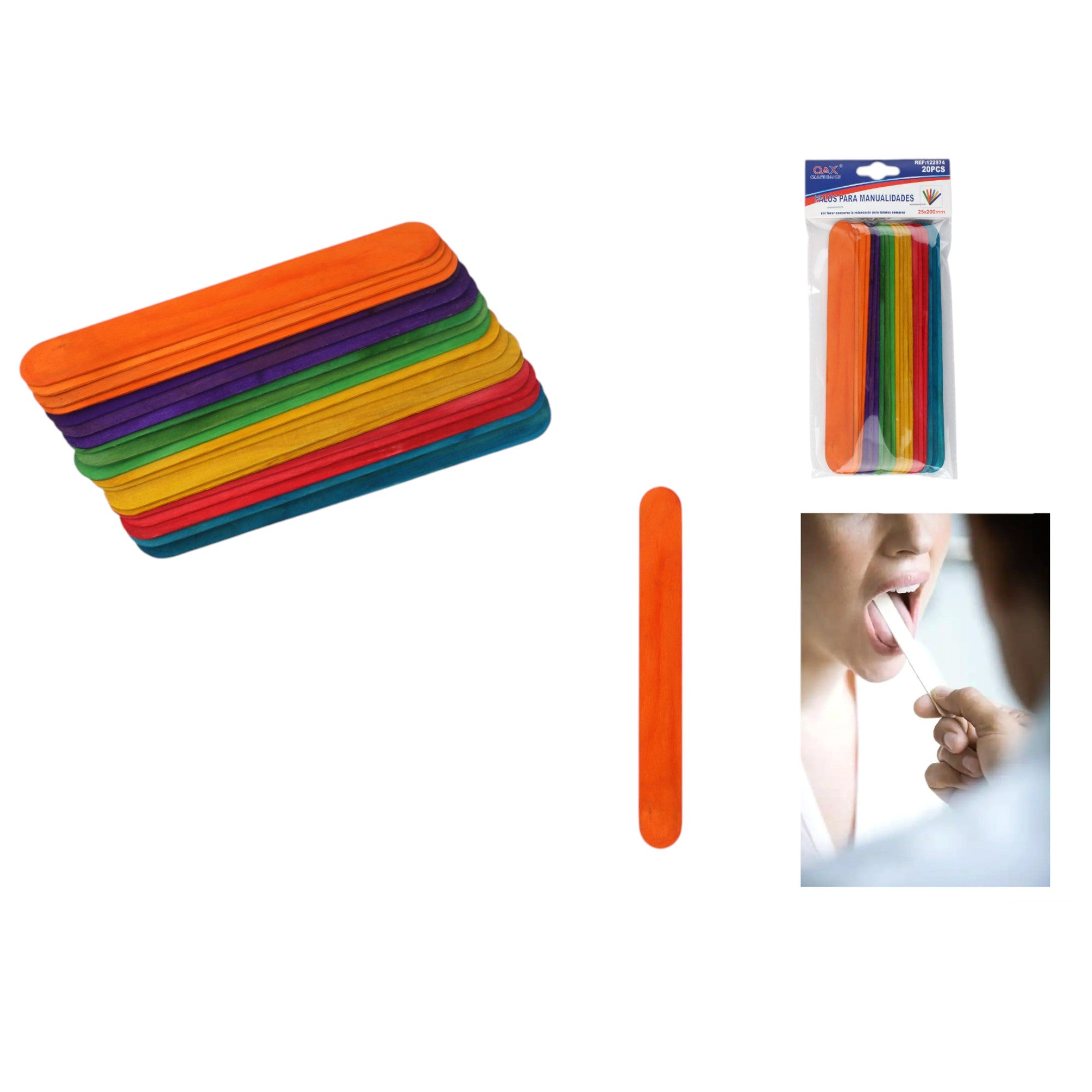 Paletas de Madera de Colores Grandes – 20 Piezas