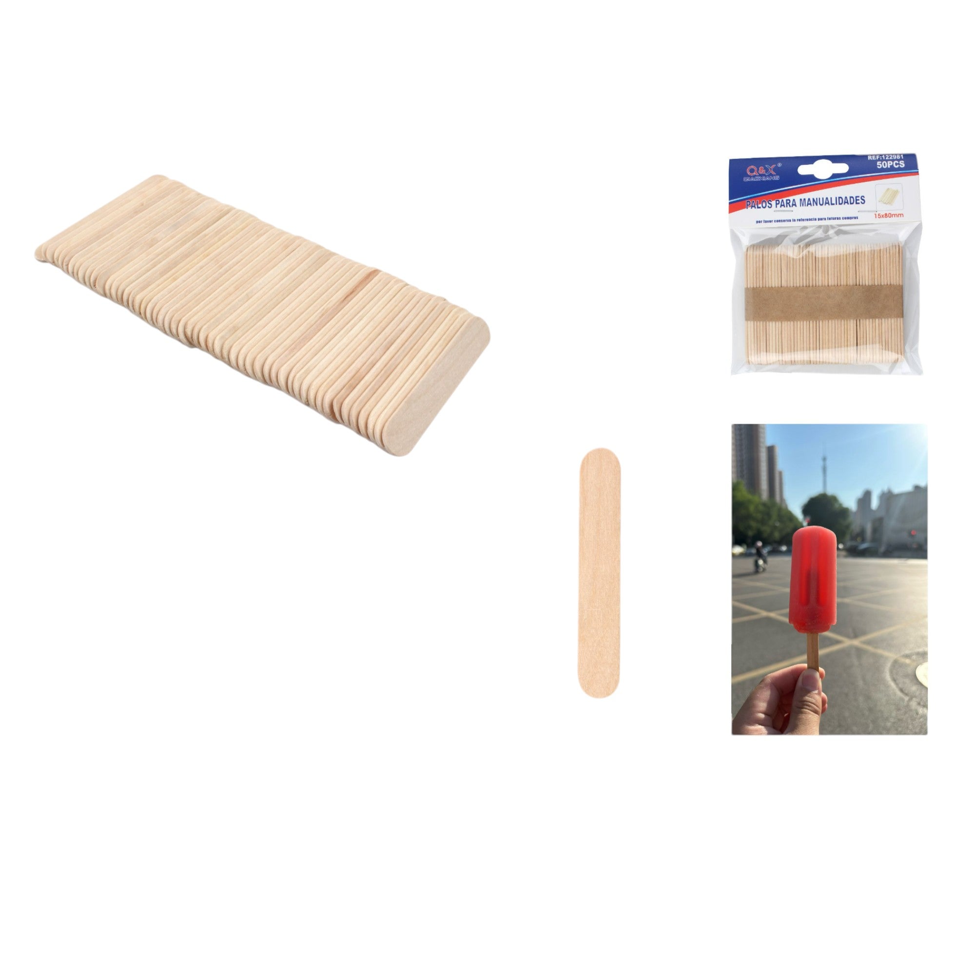 Palitos de Madera Naturales para Helado – 50 Piezas