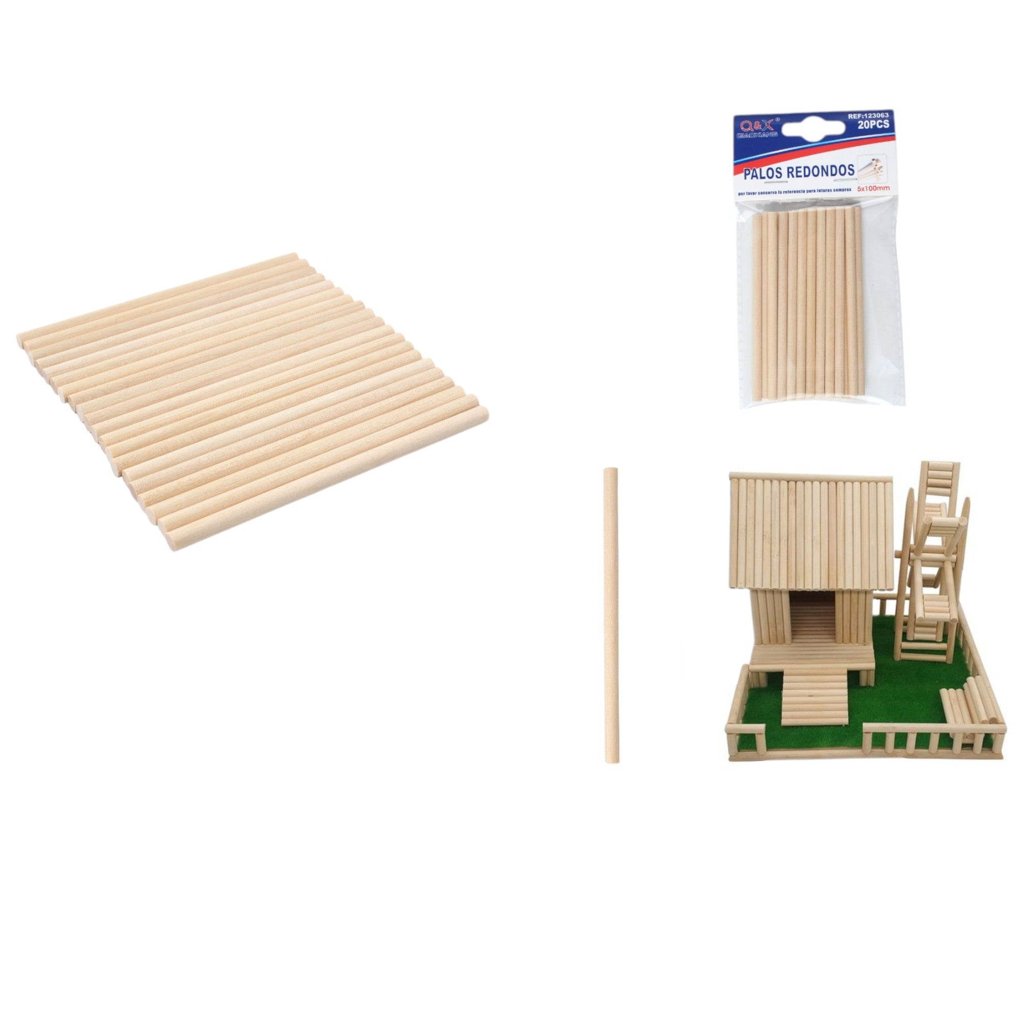 Palos Redondos de Madera Natural – 20 Piezas