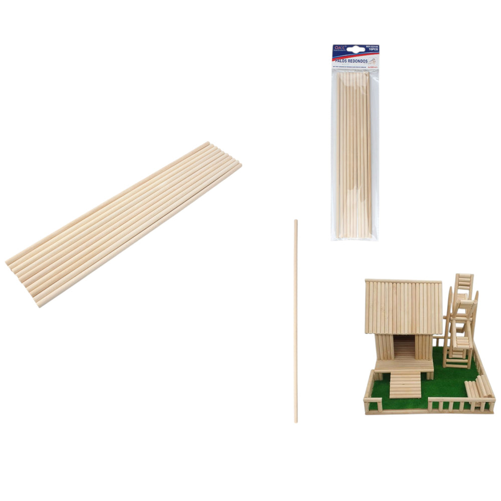 Varillas de madera redondas 6mm x 30cm – 10PCS