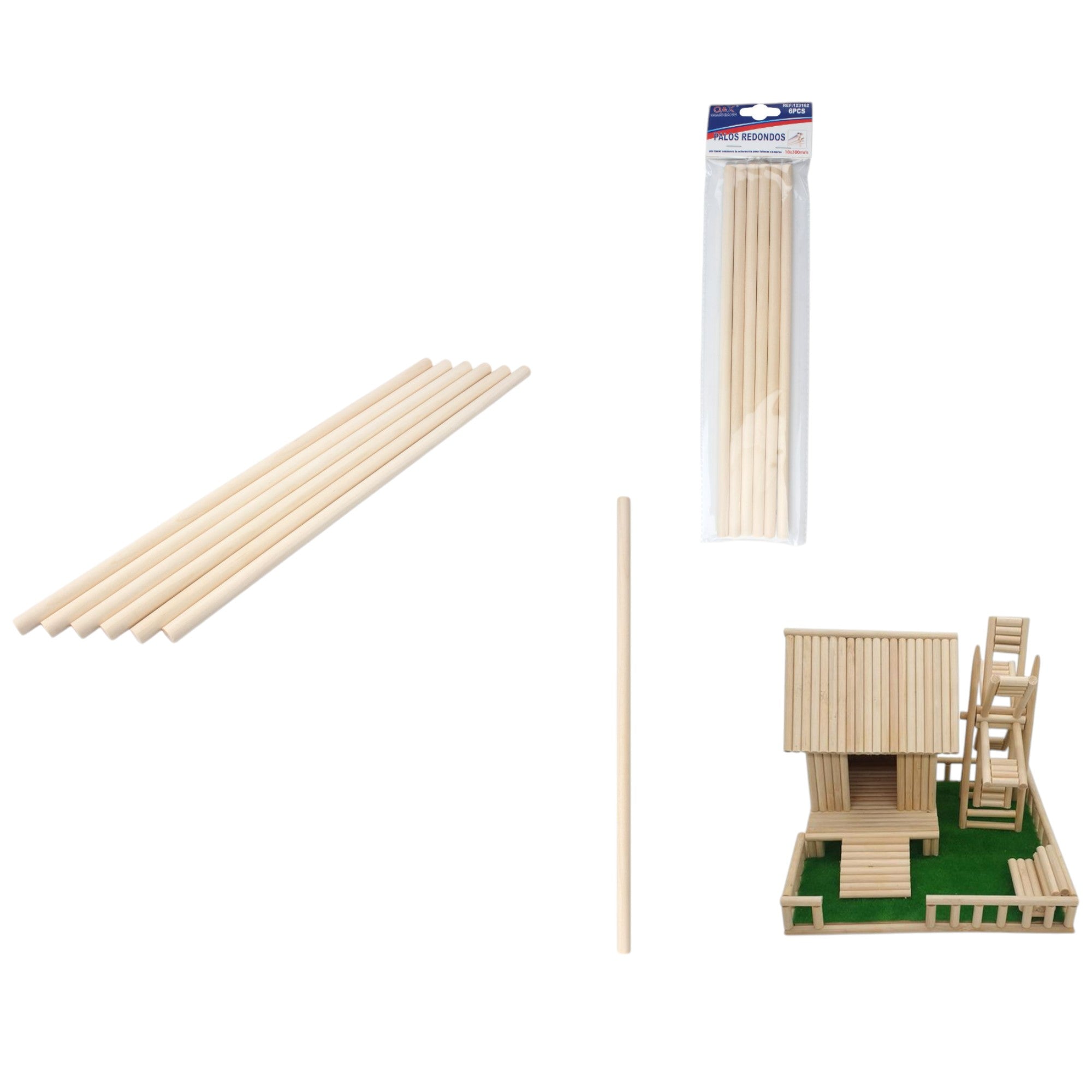 Palos de Madera Redondos – 6 Piezas