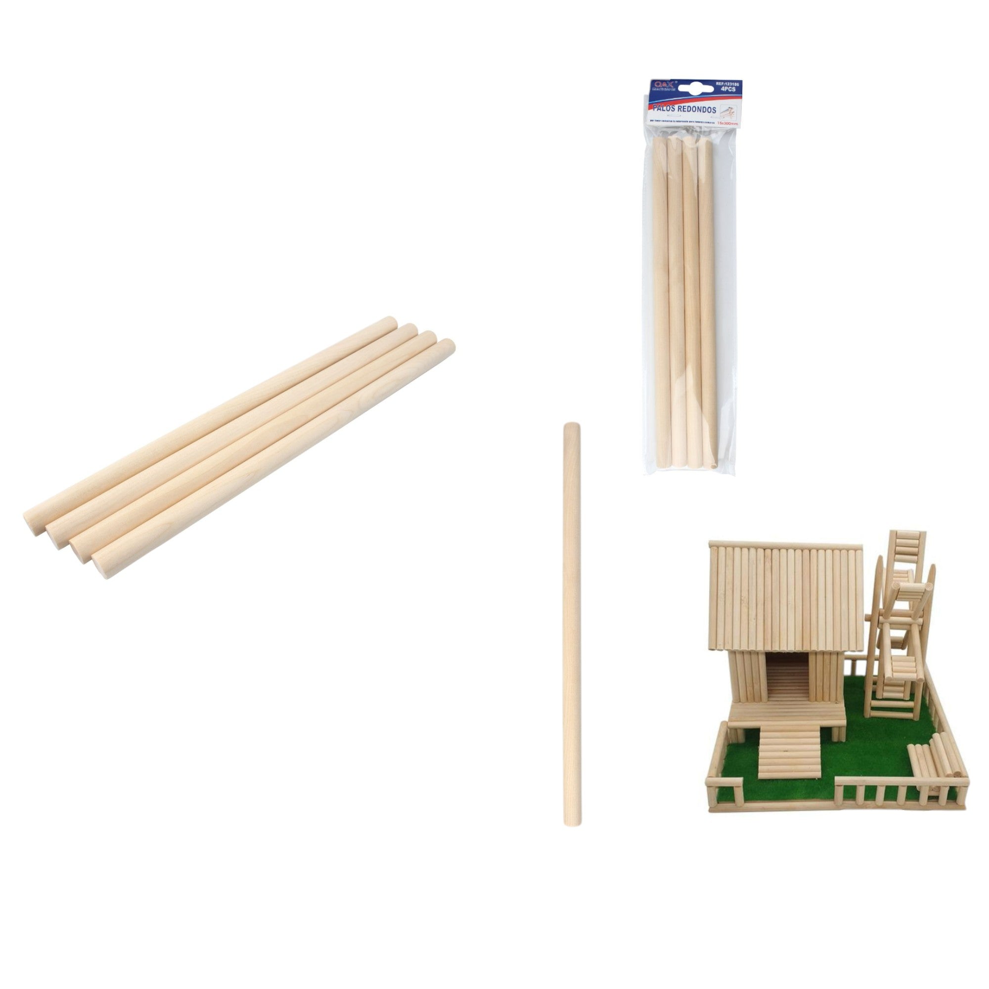Palos de Madera Redondos – 4 Piezas