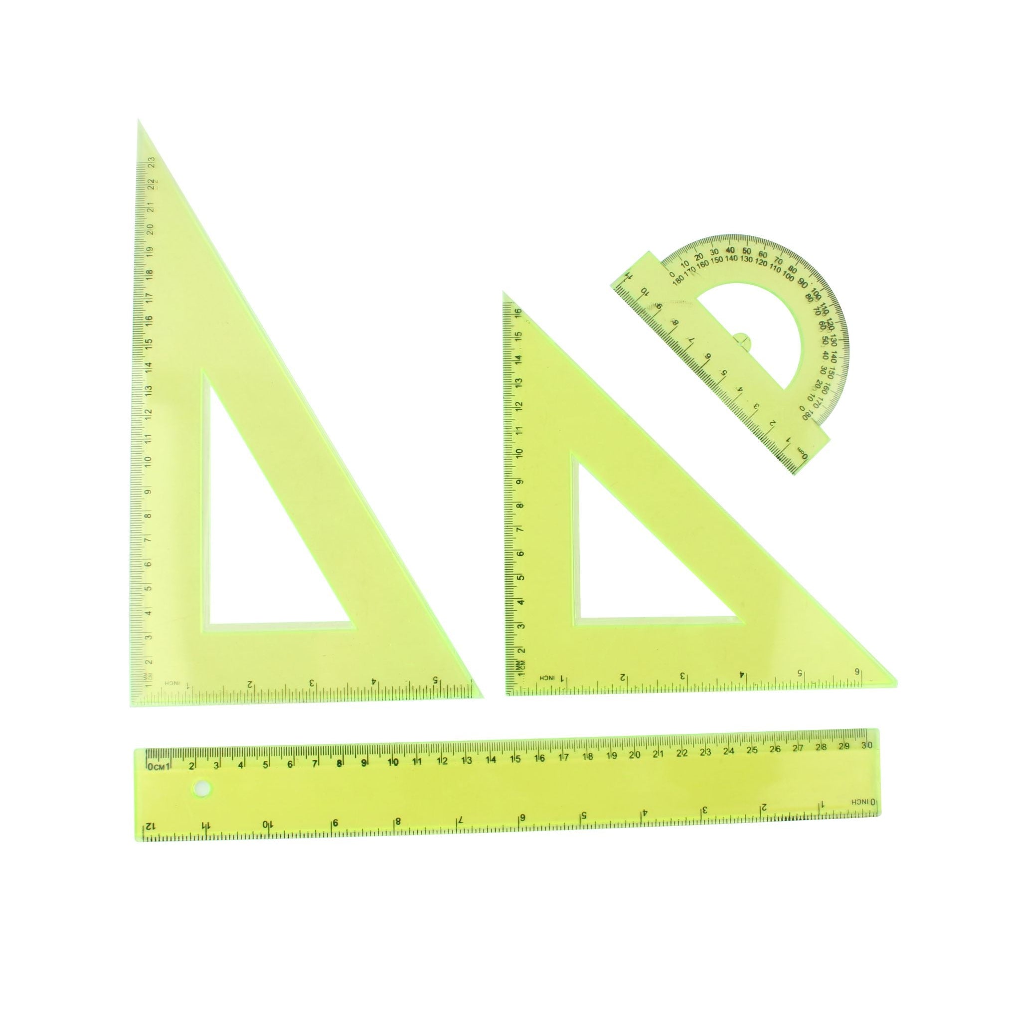 Set de reglas plásticas 30 cm pack 4 piezas