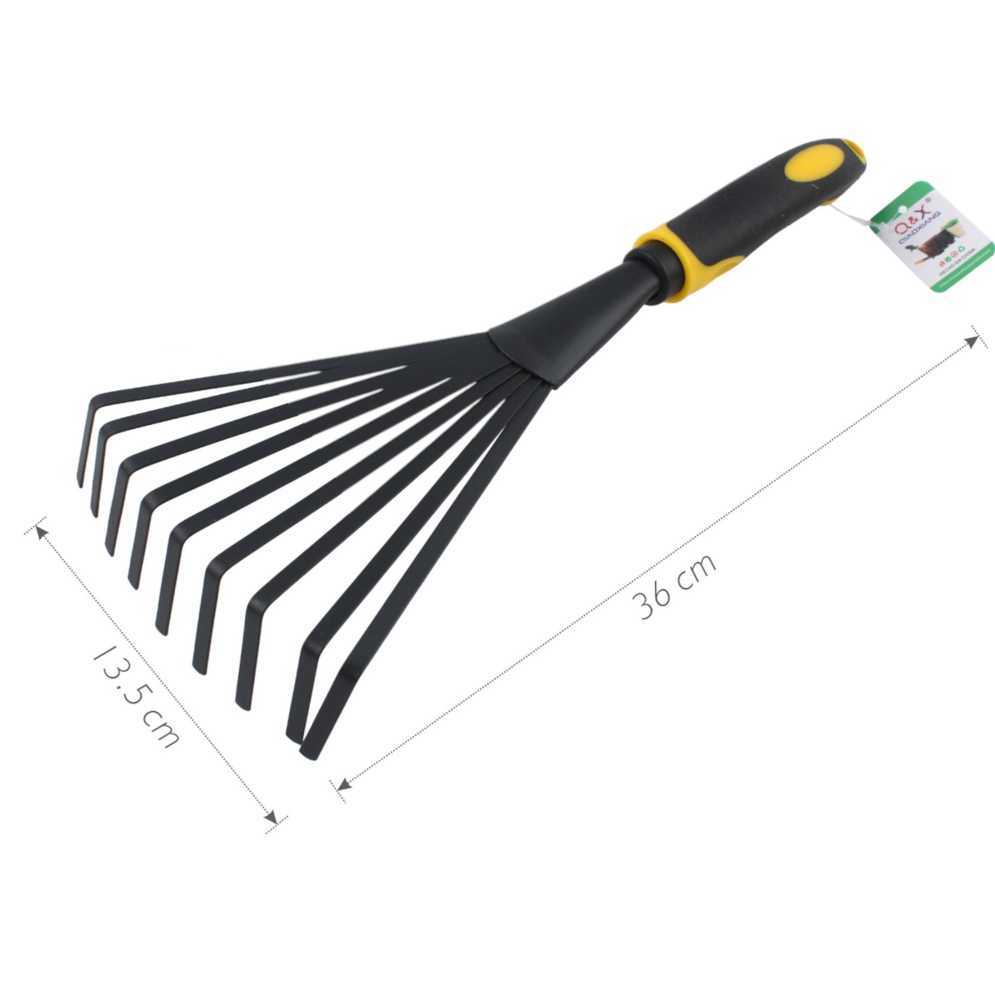 Rastrillo de Nueve Dientes Mango Amarillo y Negro XL-2085H
