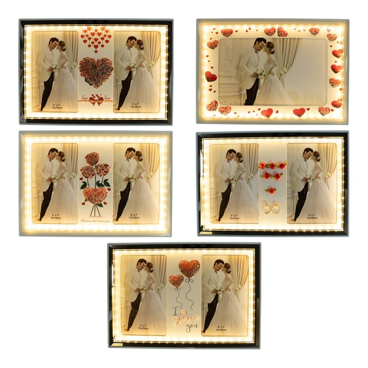 Marco de fotos horizontal Matrimonio 22x31.7cm (luz LED USB)