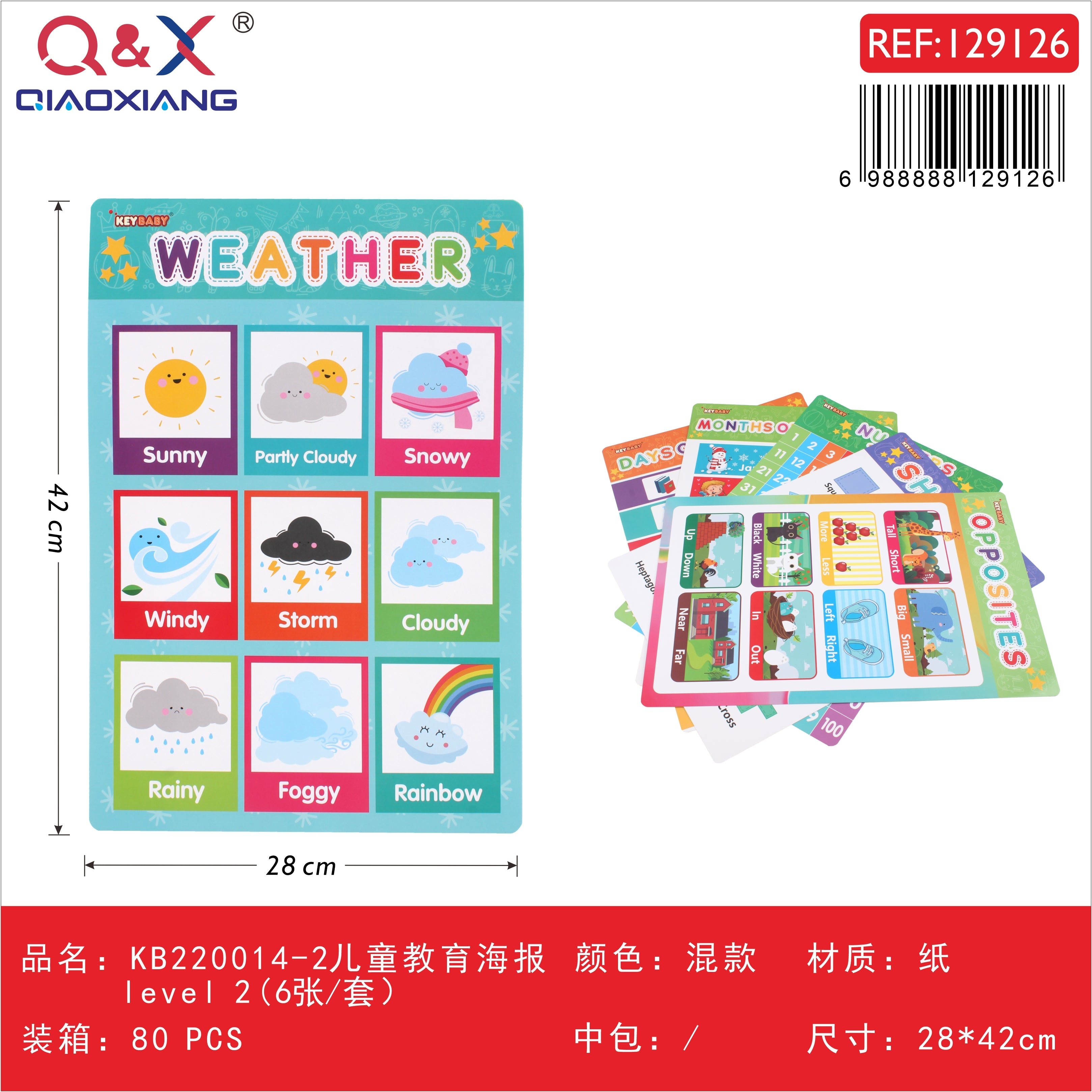 KB220014-2 Póster educativo infantil nivel 2, set de 6 unidades