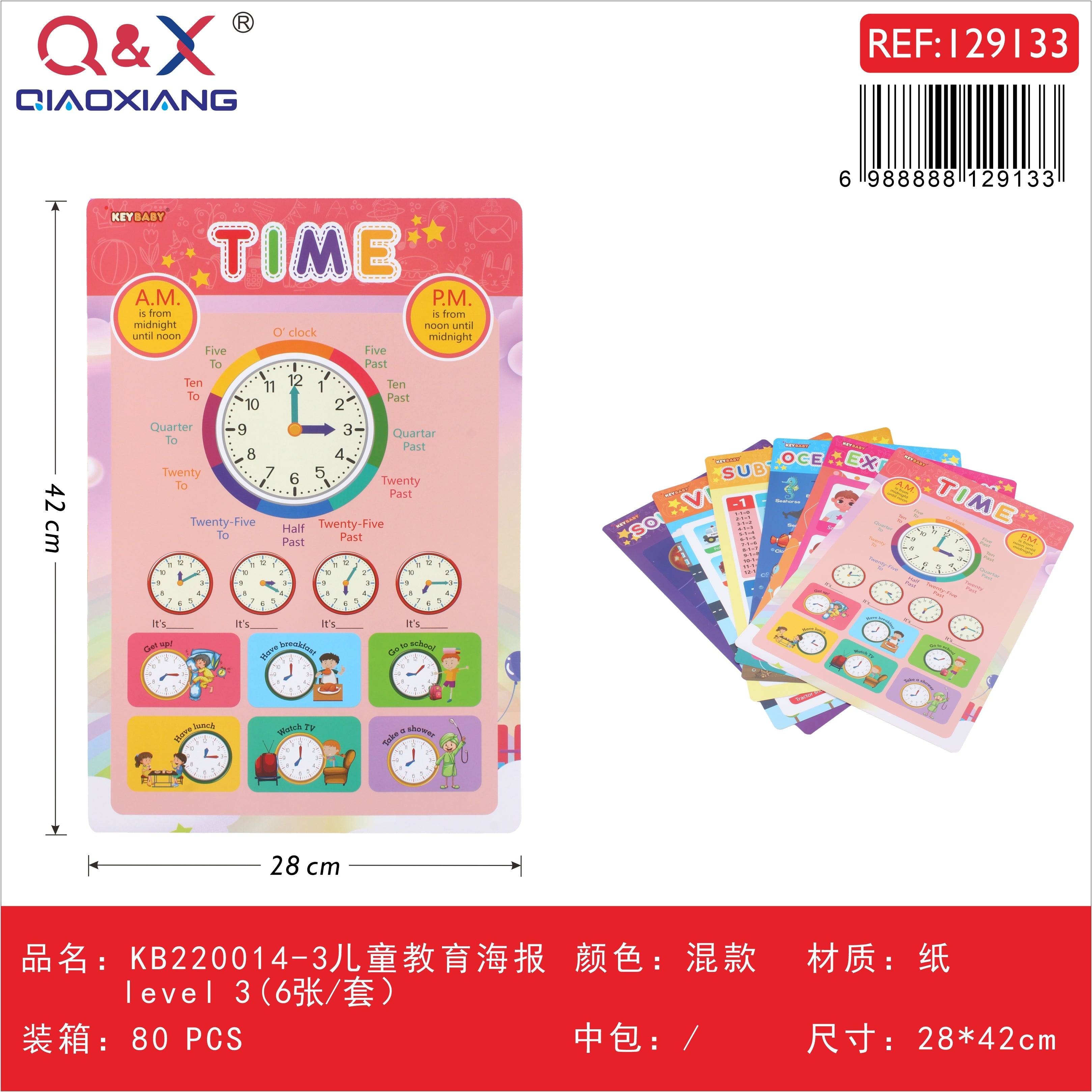 KB220014-3 Póster educativo infantil nivel 3, set de 6 unidades