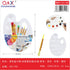 Paleta de mezcla de 7 cavidades + pinceles para óleo plástico de colores, set de 6 piezas, colores surtidos