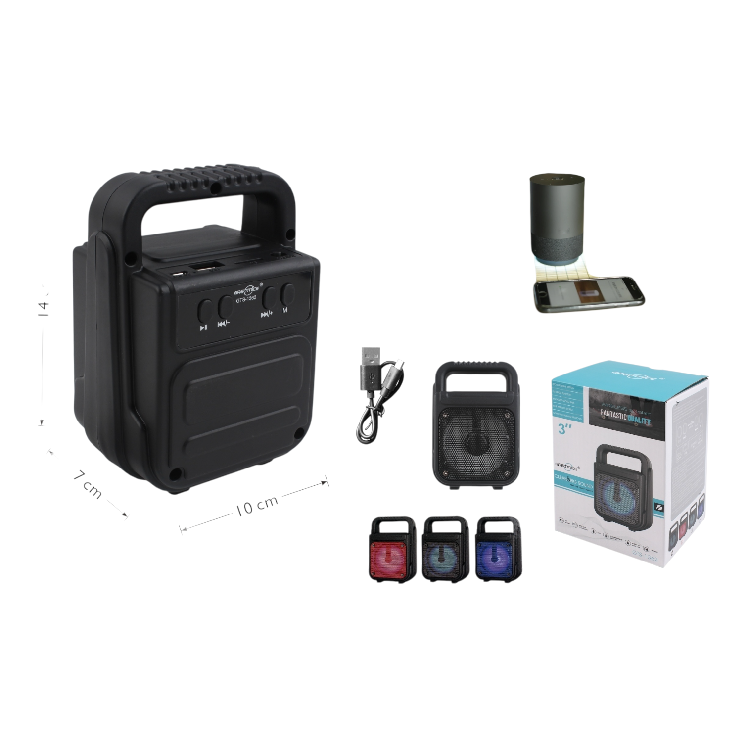 Parlante Bluetooth Modelo ZQS Negro con Manilla