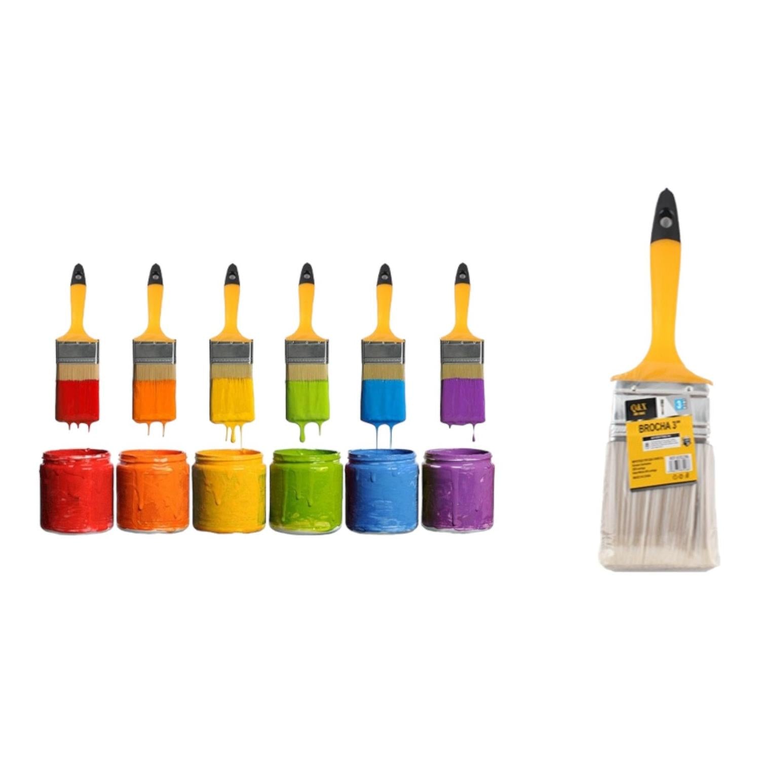 Pincel De Pintura Pet Con Cola Negra Y Mango De Pl¨¢stico Amarillo De 2,5 Pulgadas