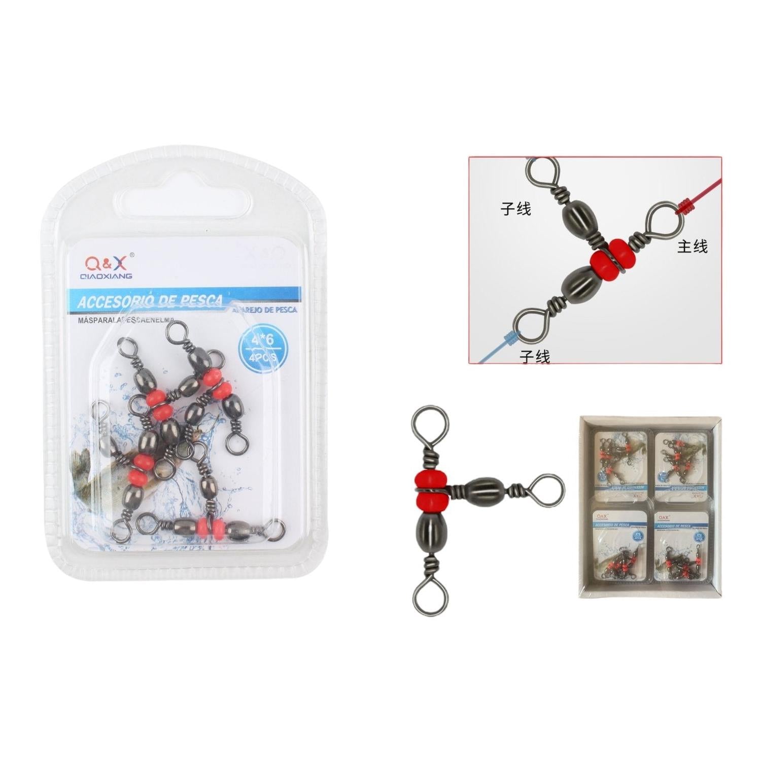 (Accesorios Para Aparejos De Pesca) Negro Japon¨¦s Nuevo De Tres Puntas 4*6 Tama?o 4 Uds.