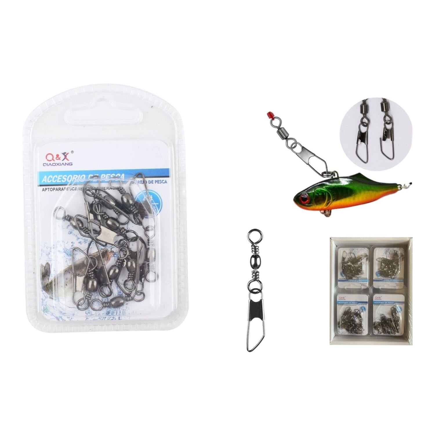 (Accesorios Para Aparejos De Pesca) 9 Piezas Giratorias Conformadas Negras + Pasador En Forma De A 4