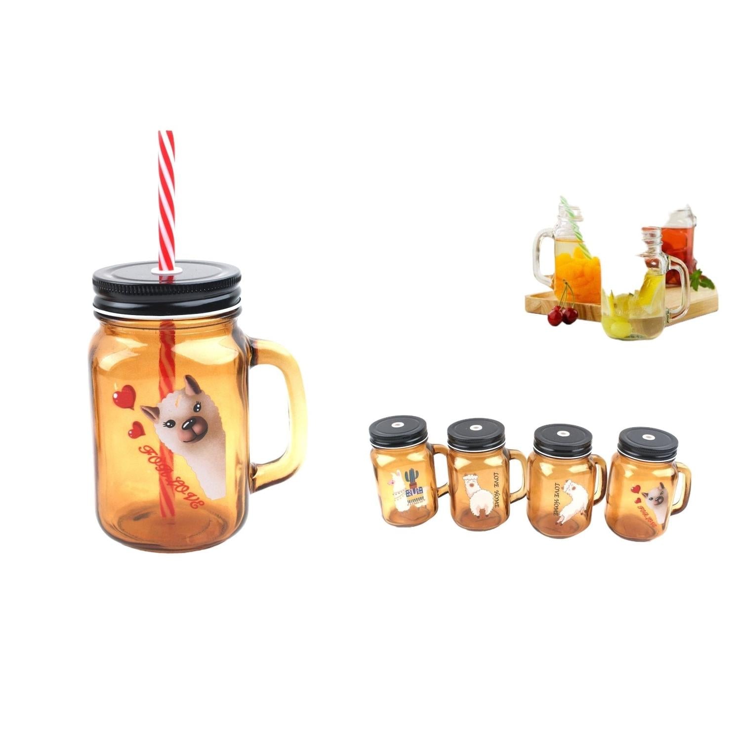 Cubierta Media Alpaca Marrón Transparente No. 8 Agujeros + Pajita 10,5 (7,7)*13,4 Cm/500 Ml