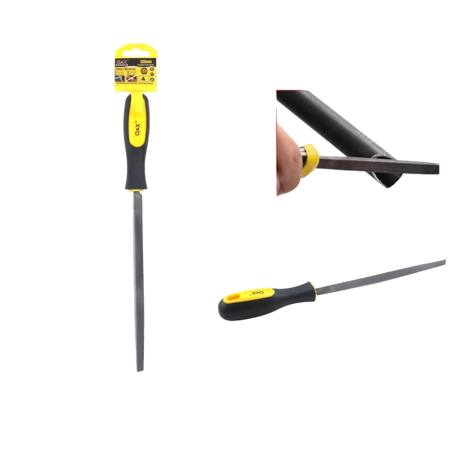 Lima Triangular De Acero De 8 Pulgadas Con Mango Bicolor