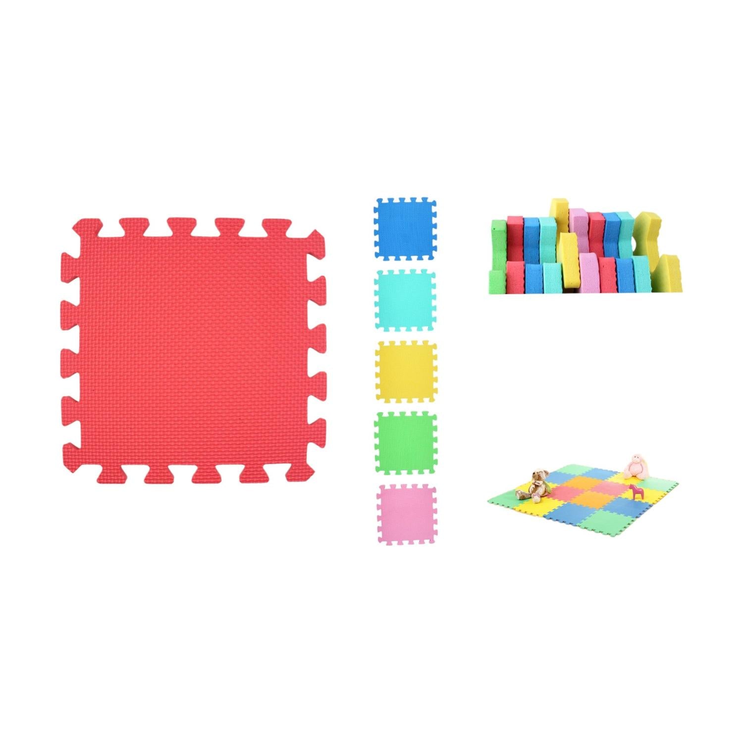 Alfombra De Espuma 30X30X1,0Cm Patrón De Cruz Liso 10 Piezas