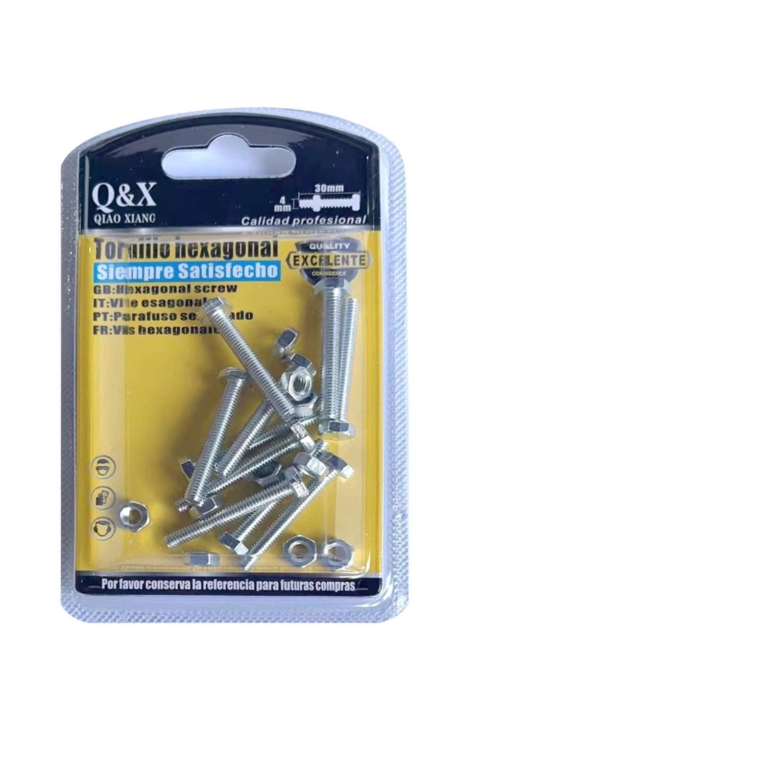 Perno Hexagonal 4*30 + Tuerca M4